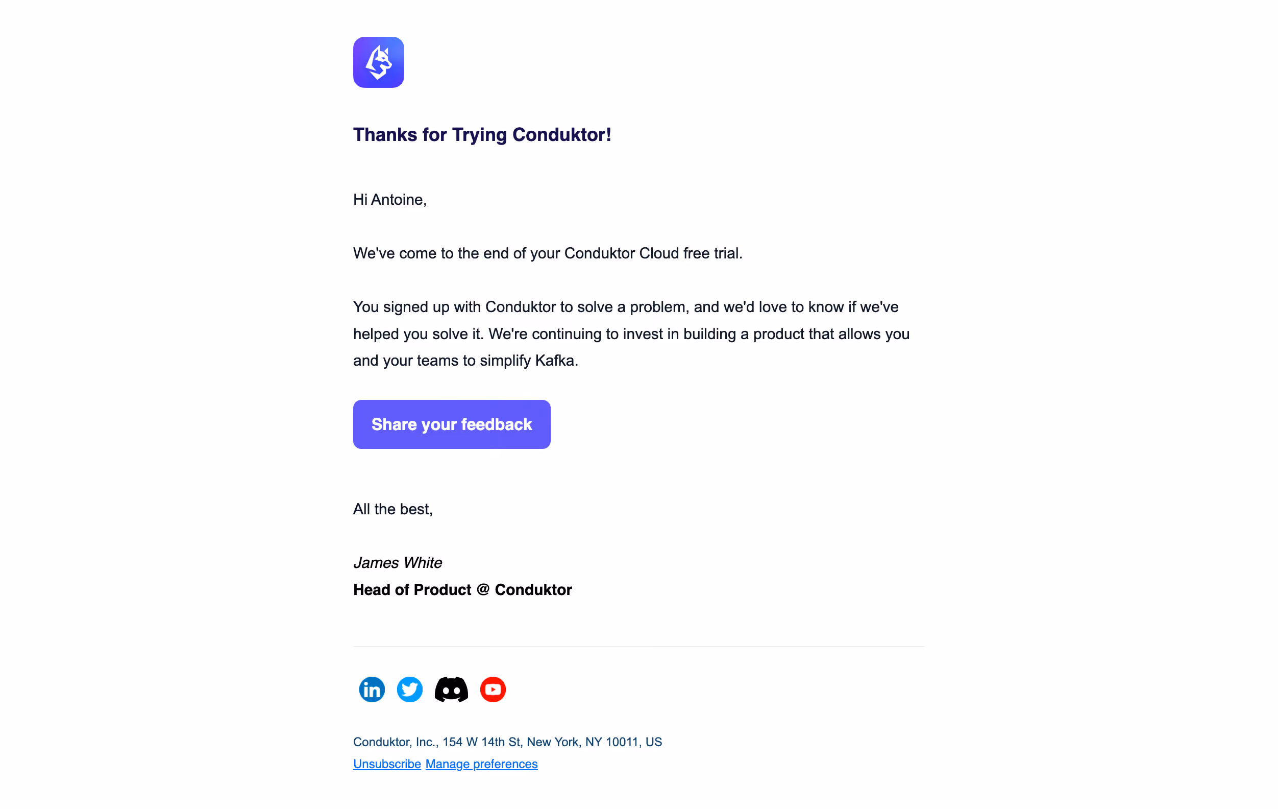 Conduktor Free Trial Emails