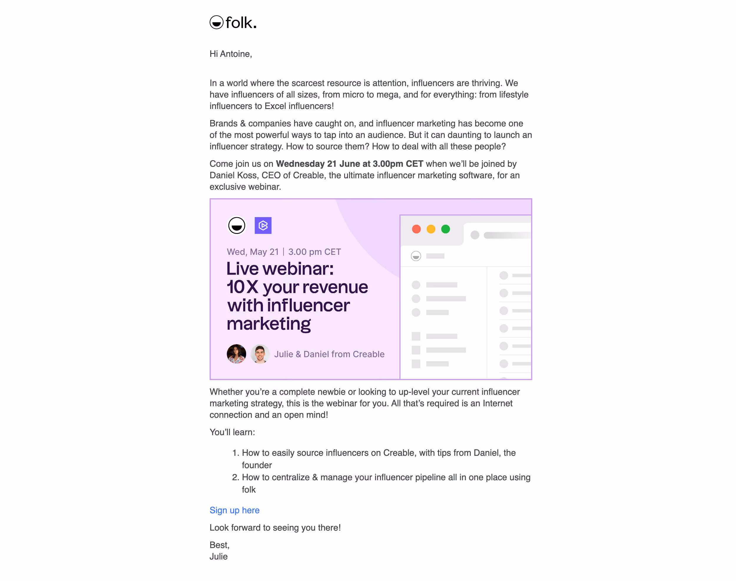 Folk Webinars Emails