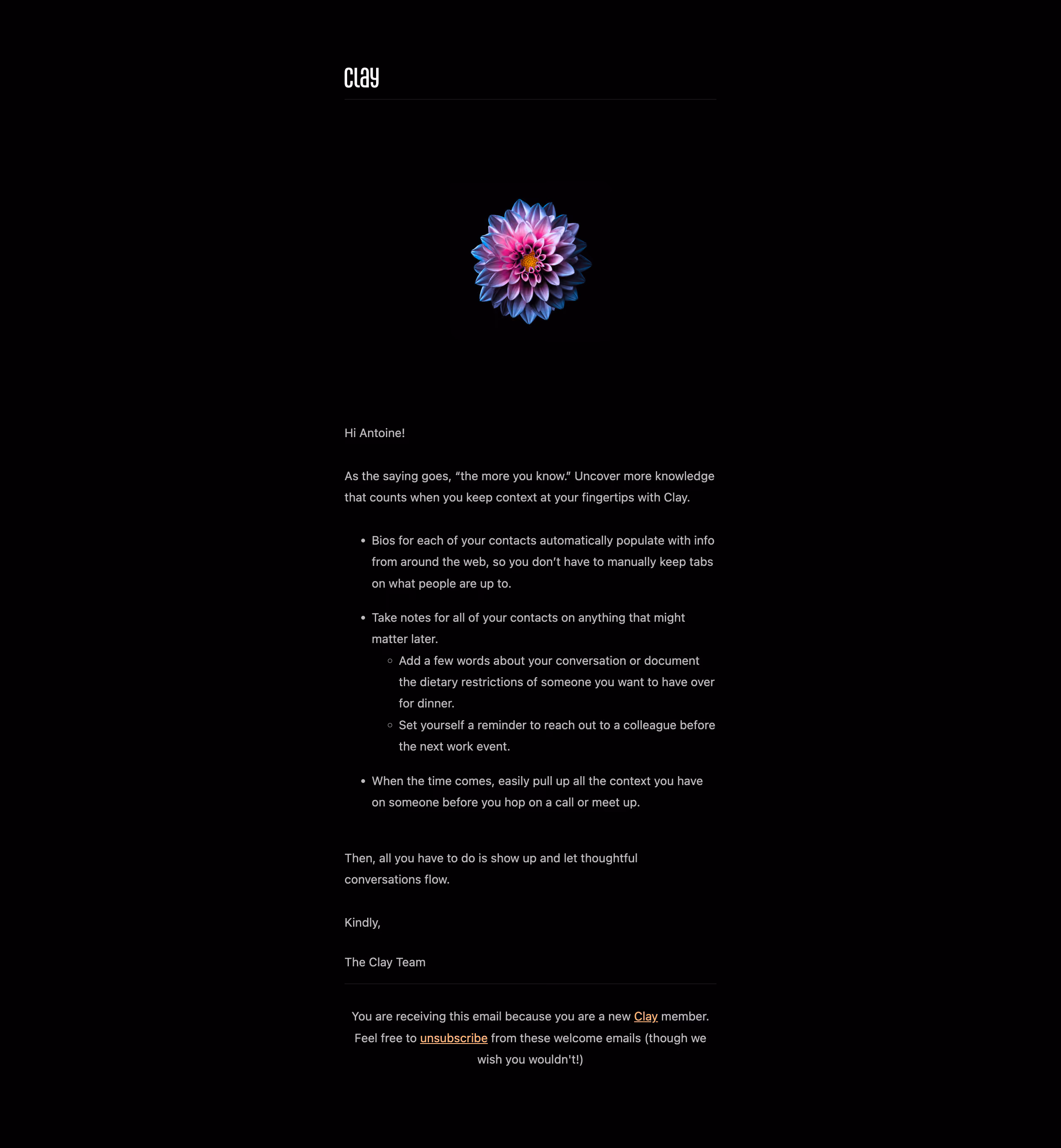 Clay Onboarding Email