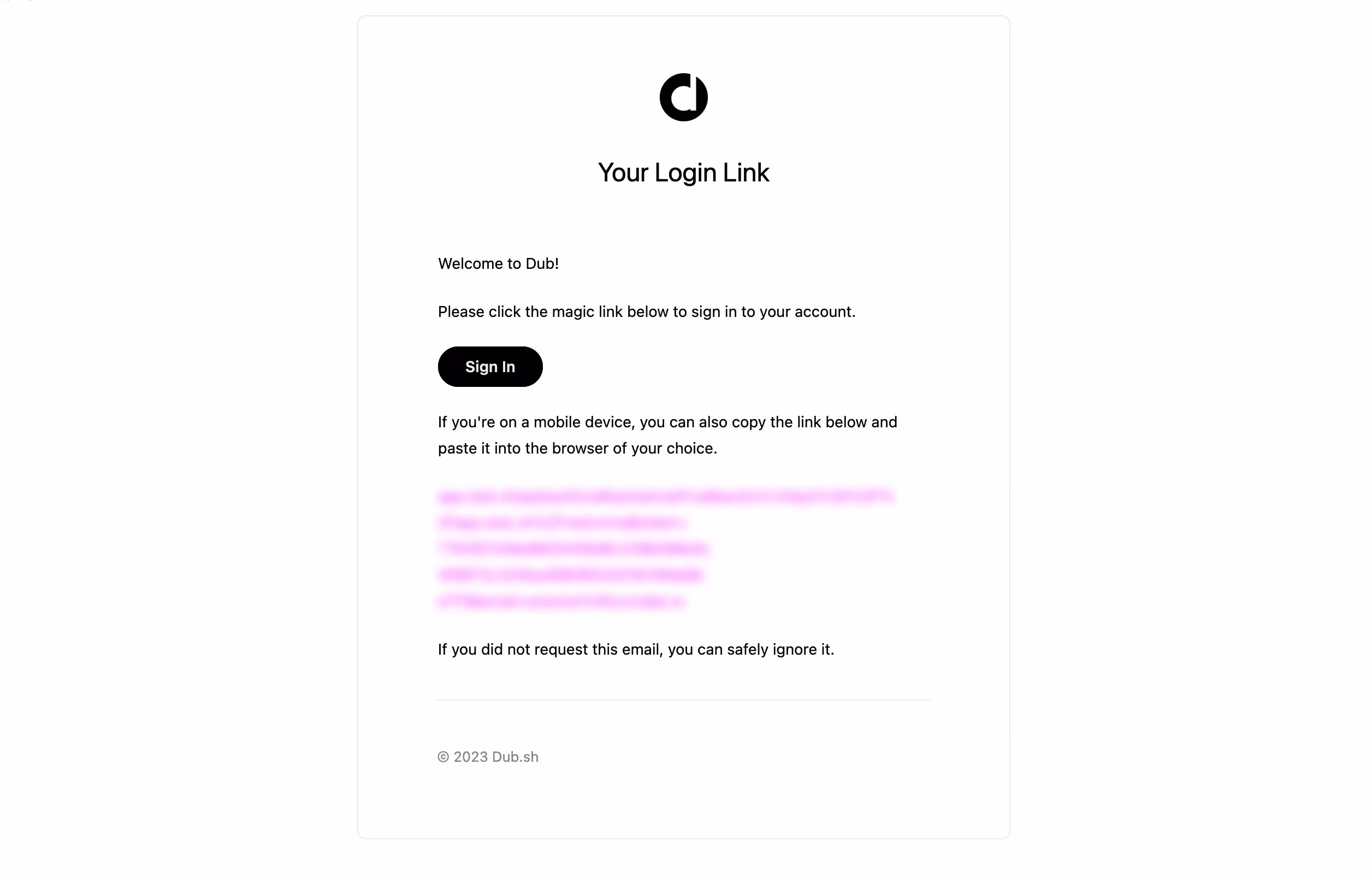 Dub Magic Link Email