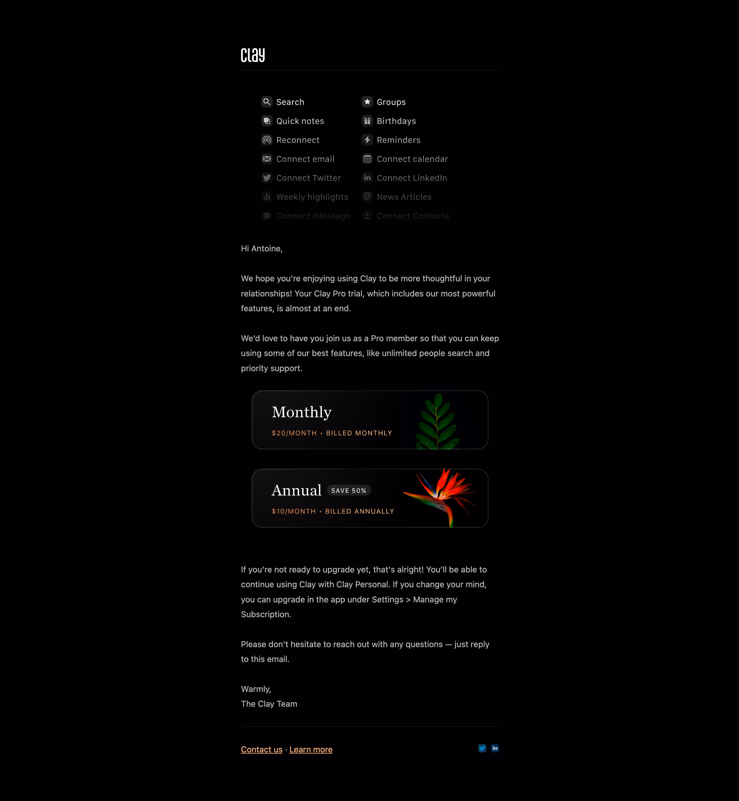 Clay Free Trial Emails