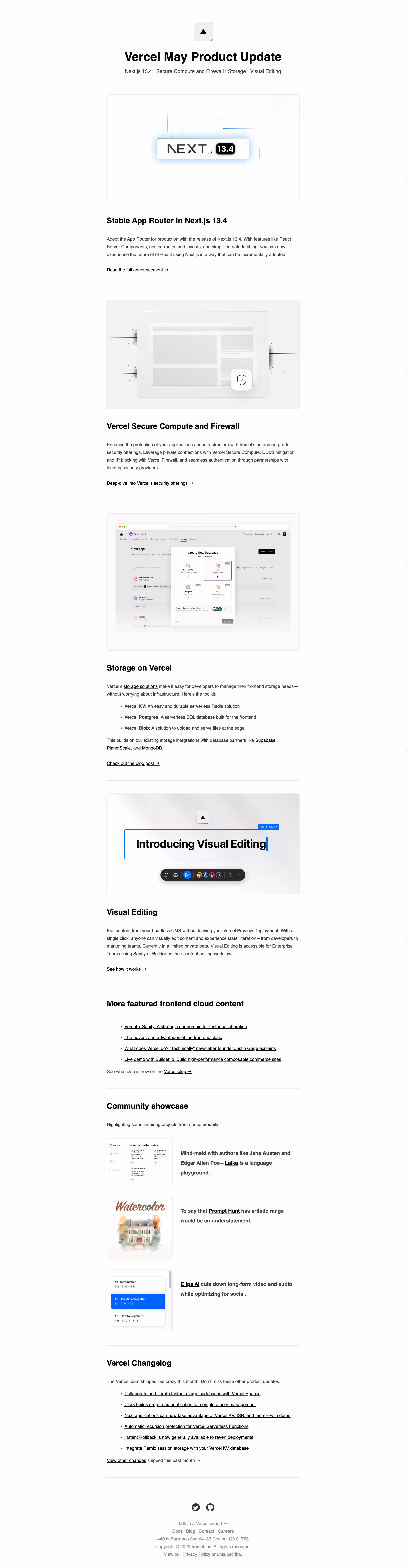 Vercel Product Update Emails