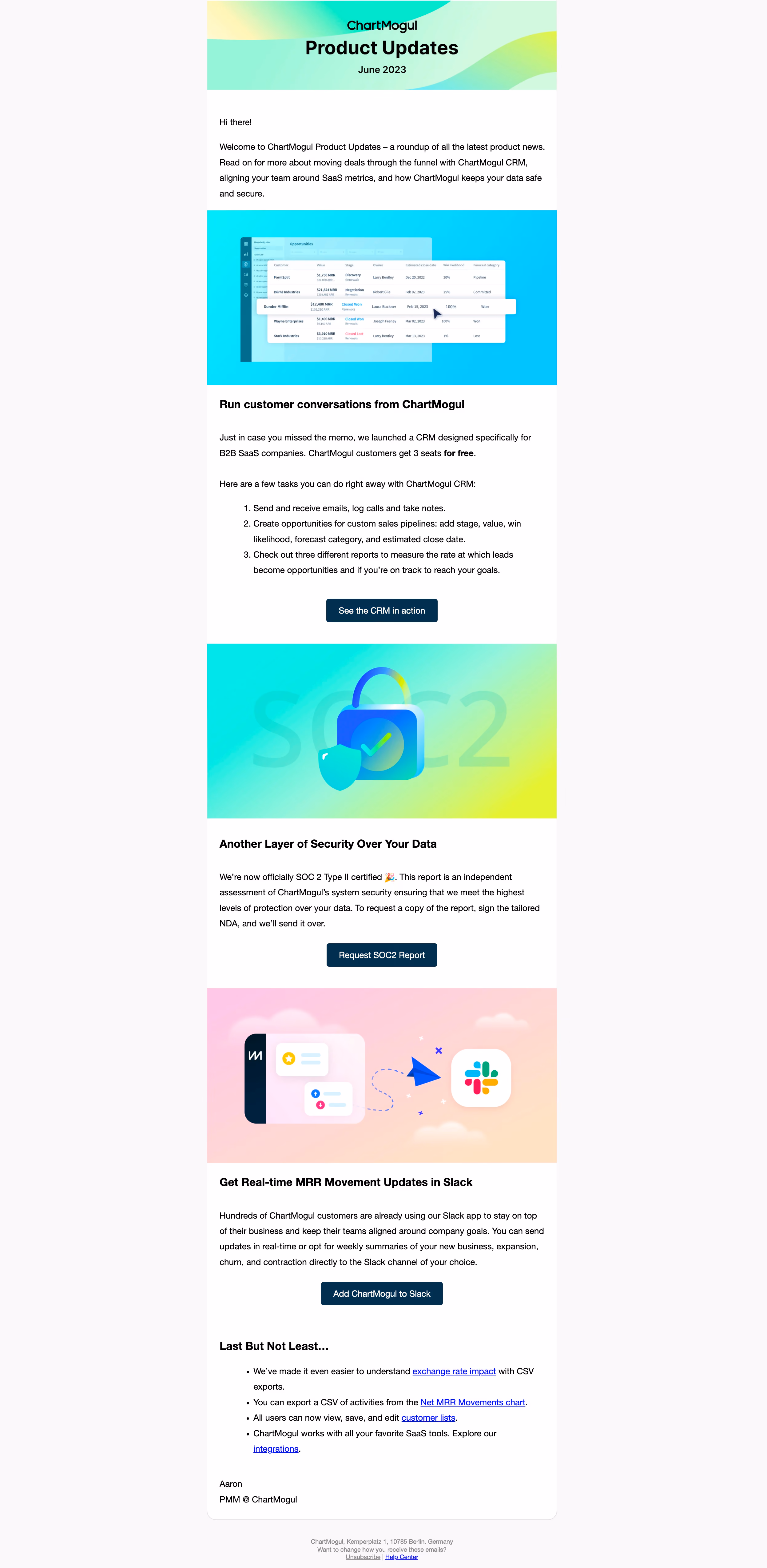 ChartMogul Product Update Emails