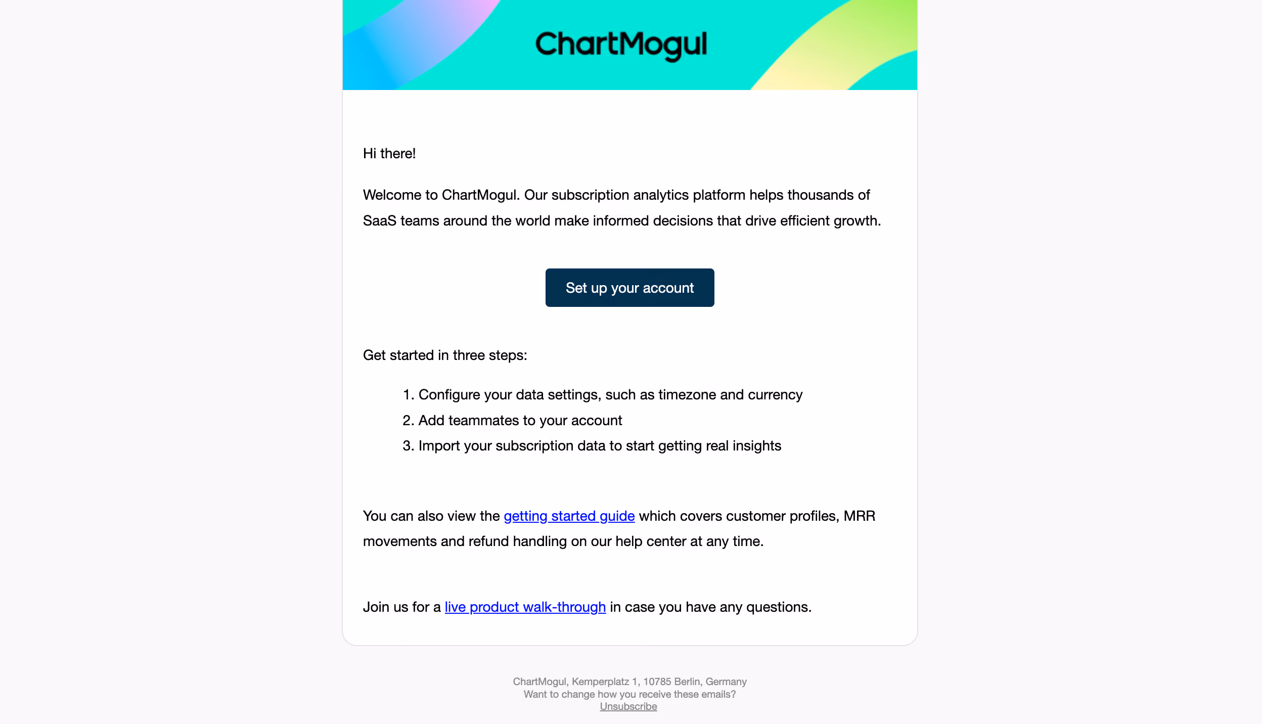 ChartMogul Welcome Email