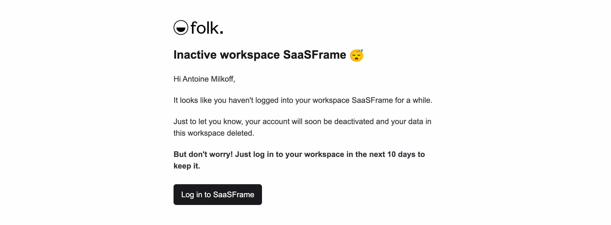 Folk Account Deletion Email