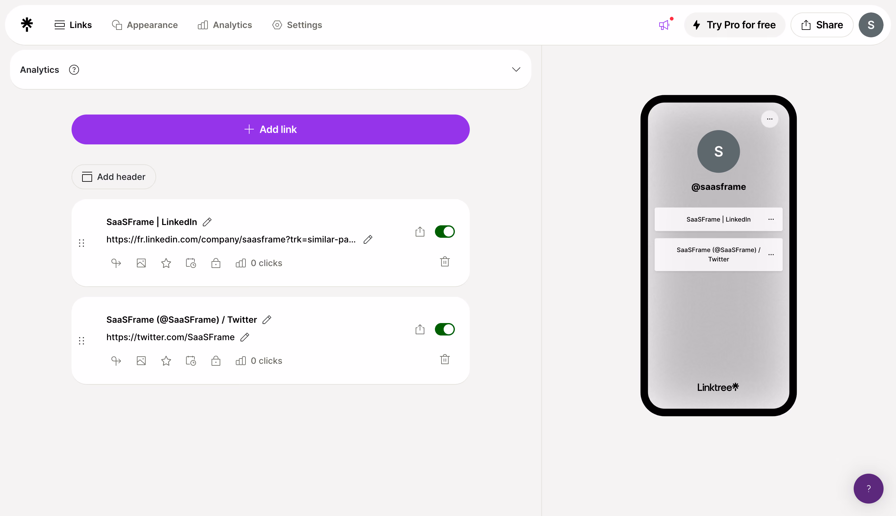Linktree Add Links
