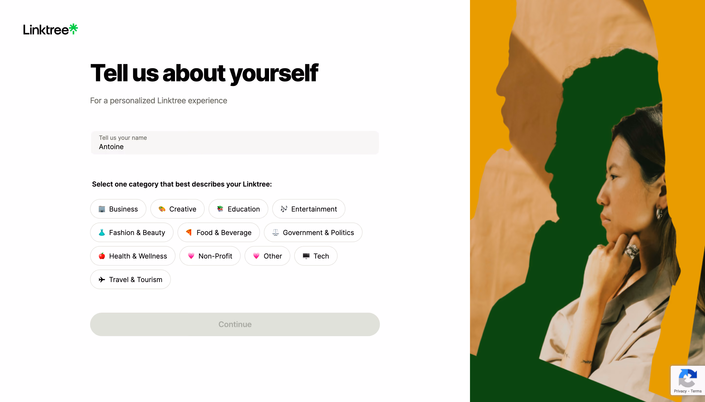 Linktree Tell Us About Yourself