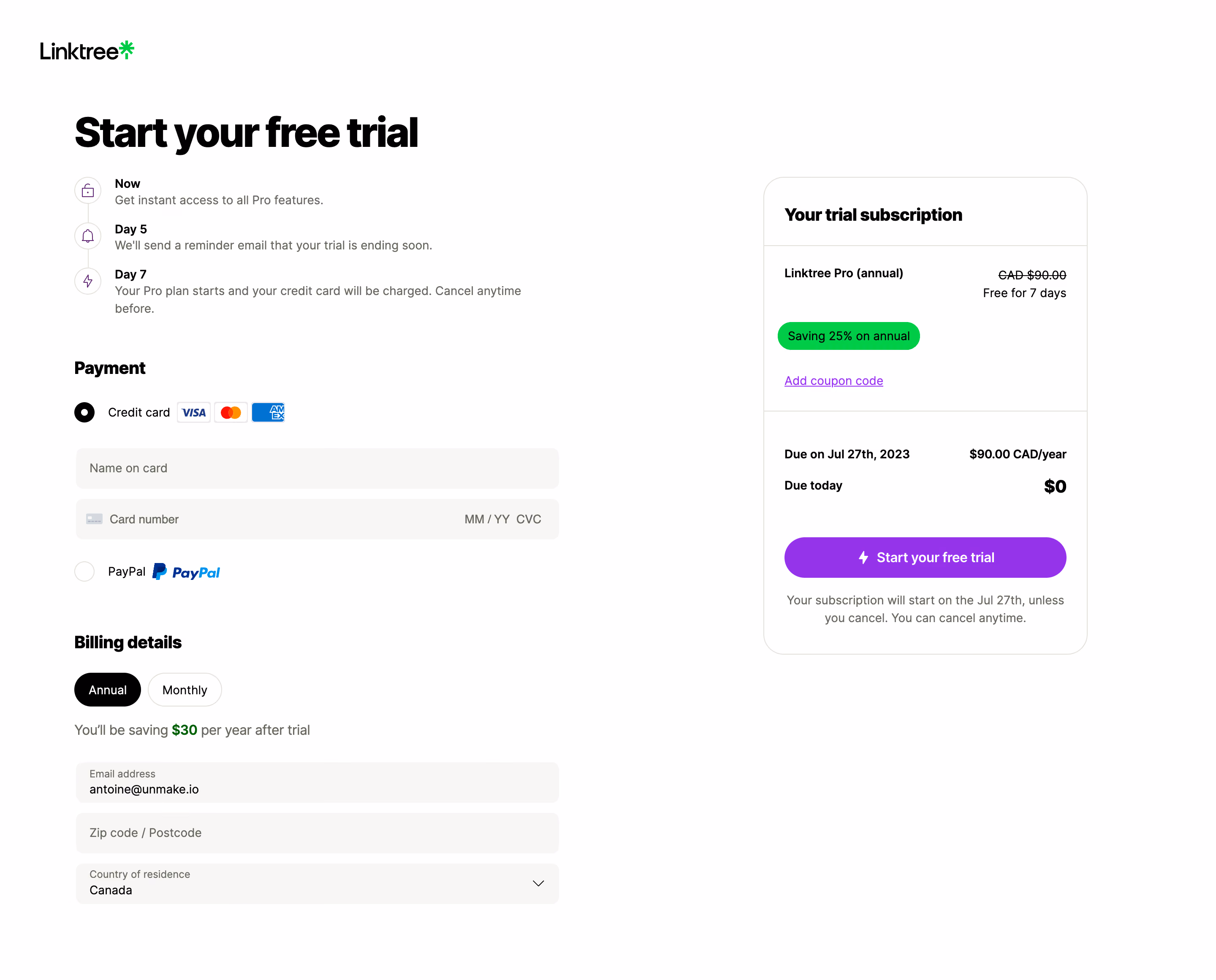 Linktree Checkout
