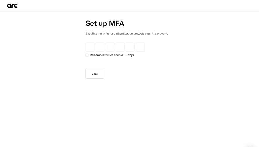 Arc Setup MFA