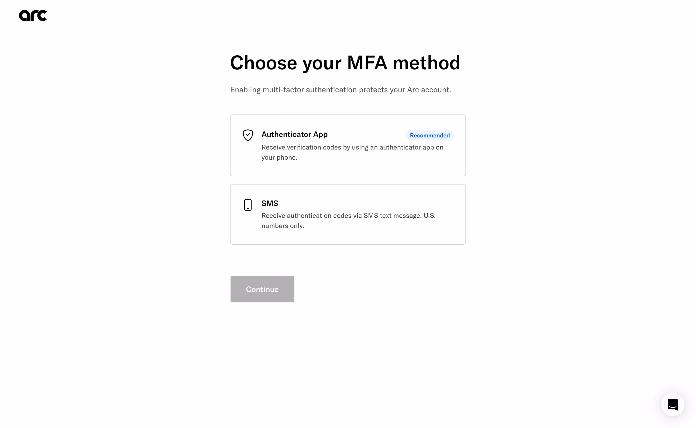 Arc Choose MFA Method