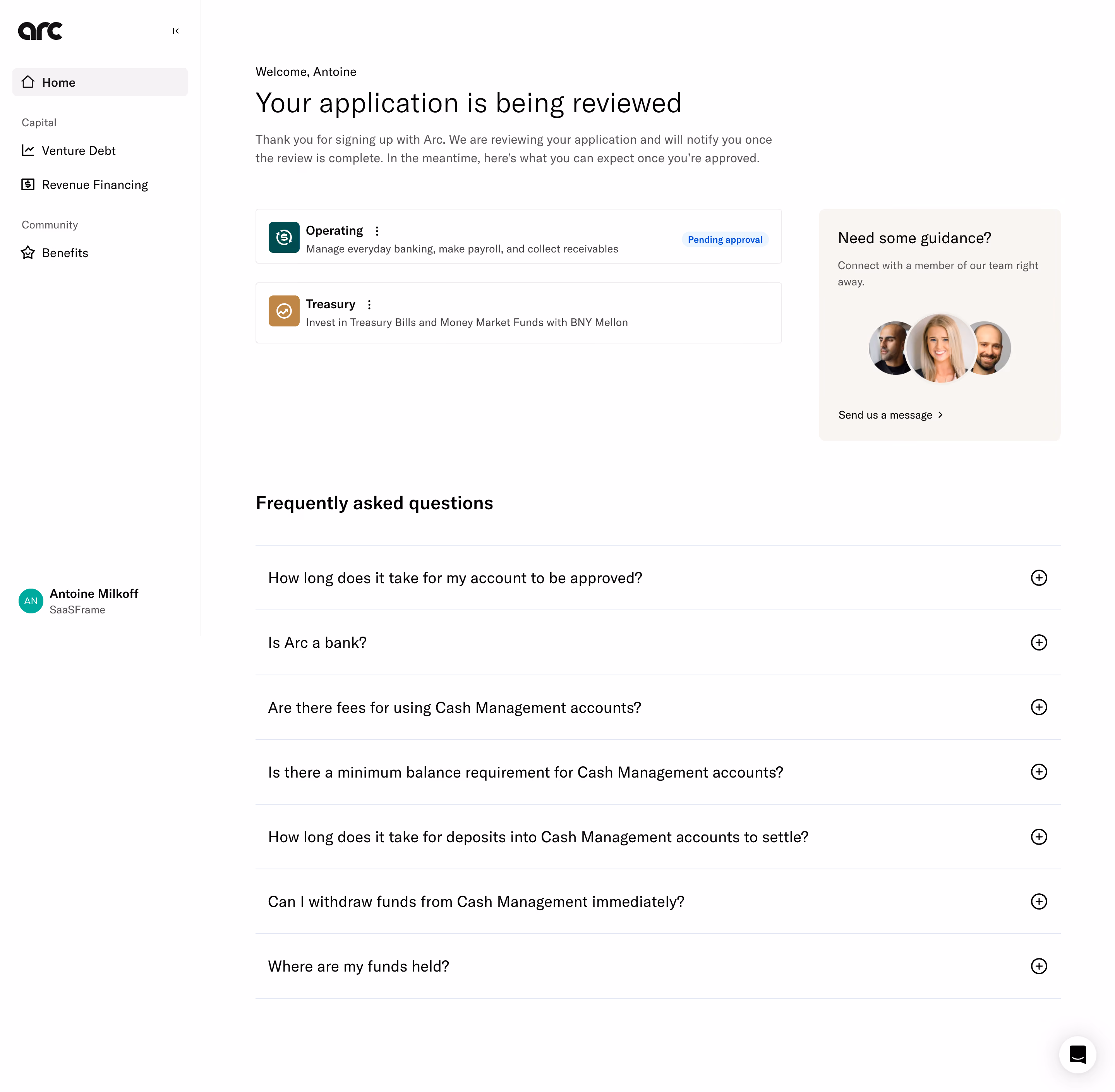 Arc Pending Approval Dashboard