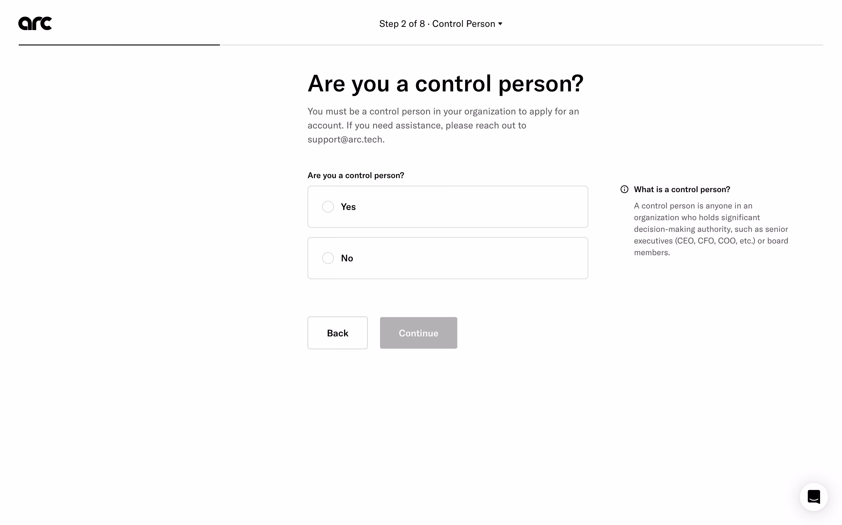 Arc Account Setup