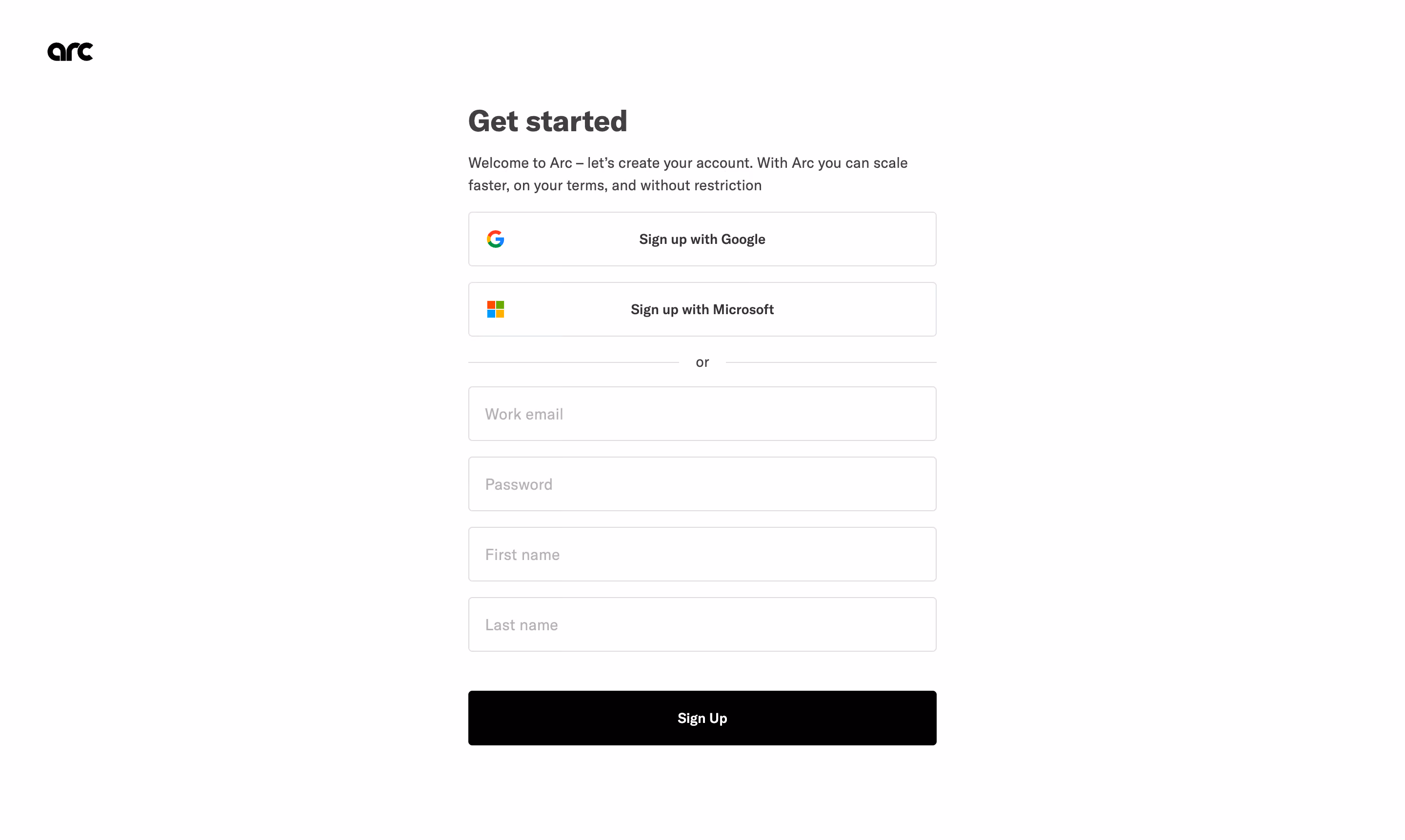 Arc Signup