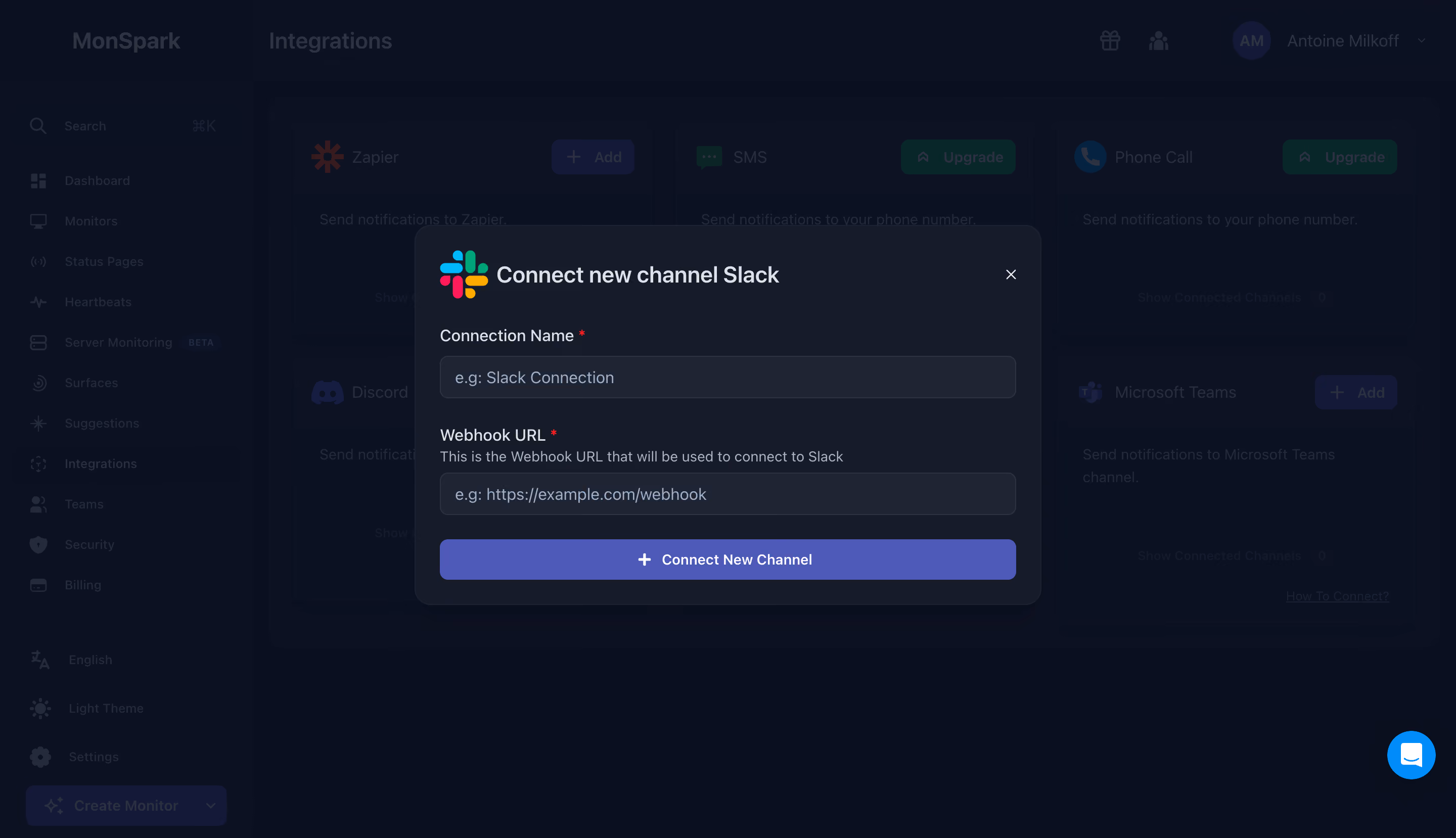 MonSpark Connect Slack Integration