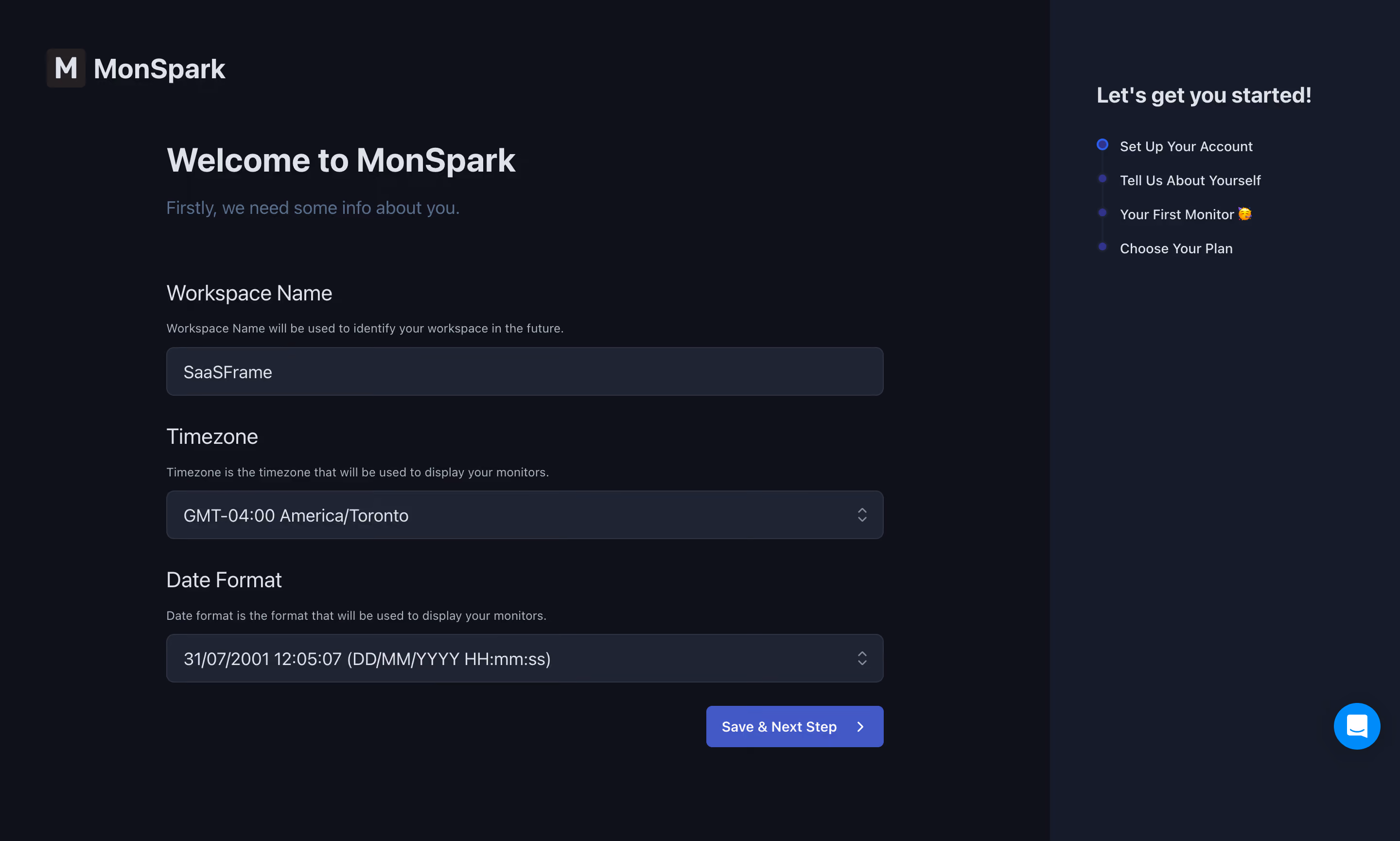 MonSpark Account Setup