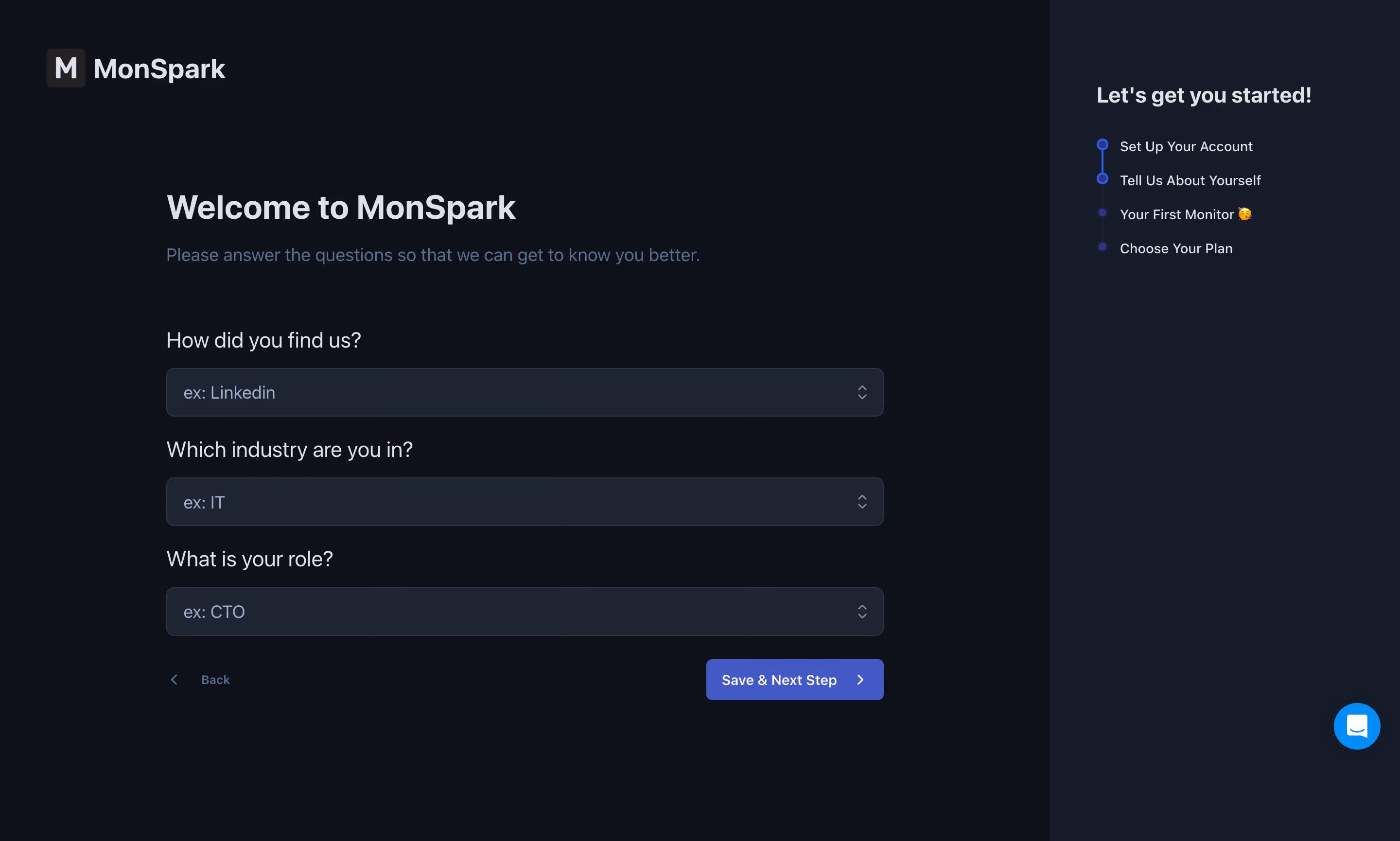 MonSpark Account Setup