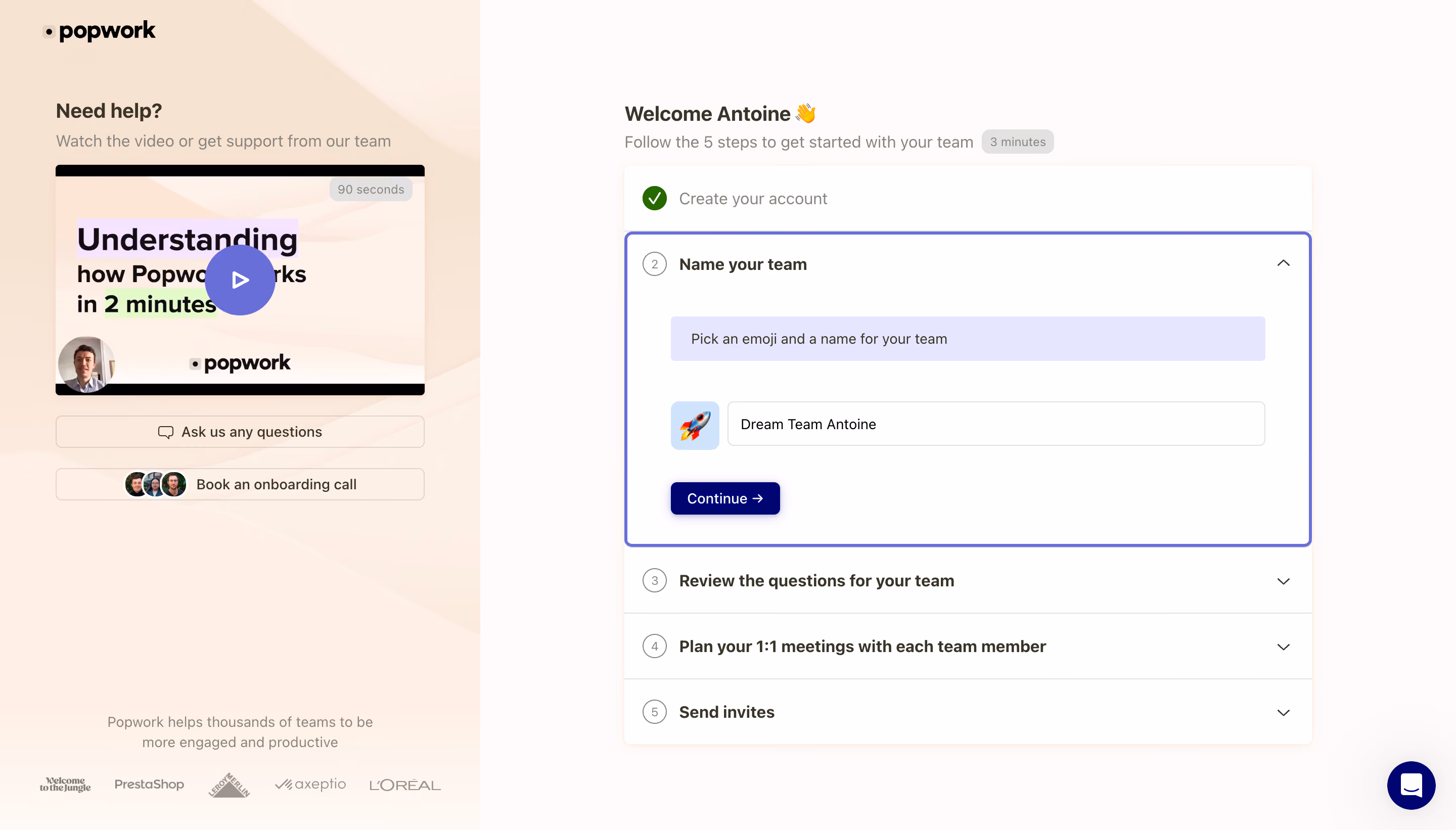 Popwork Account Setup