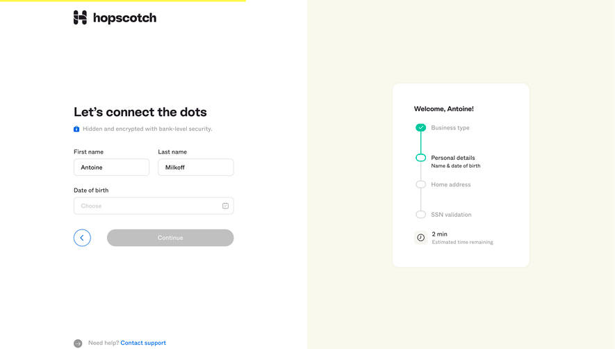 Hopscotch Account Setup