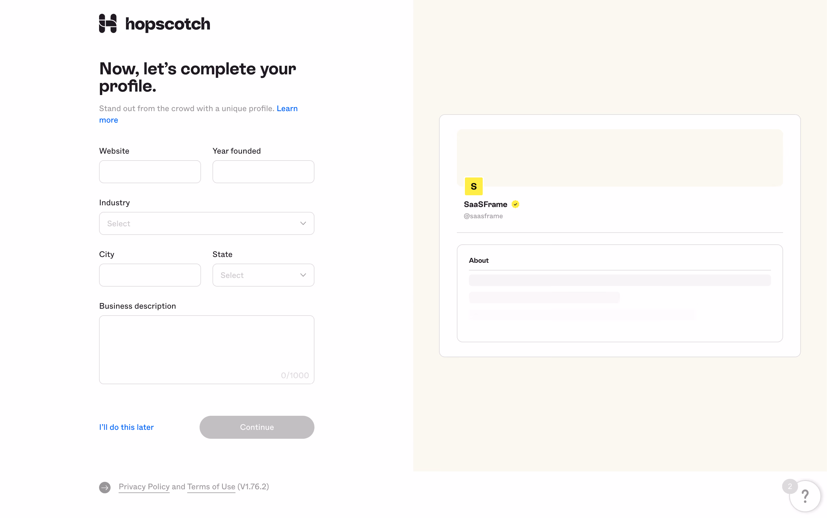 Hopscotch Account Setup