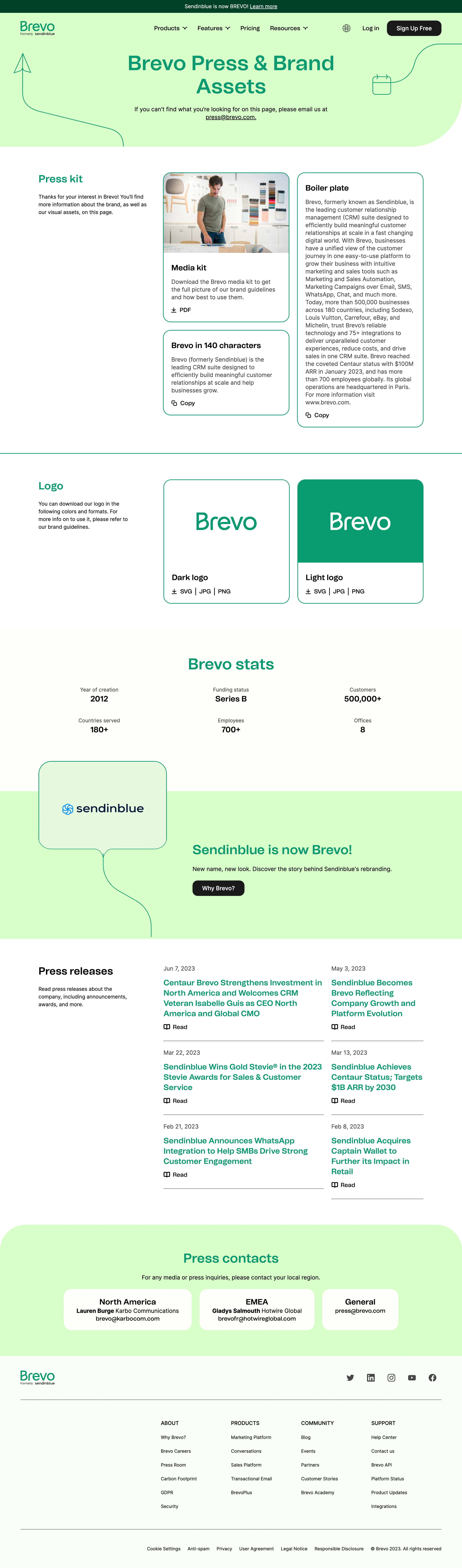 Brevo Press Page