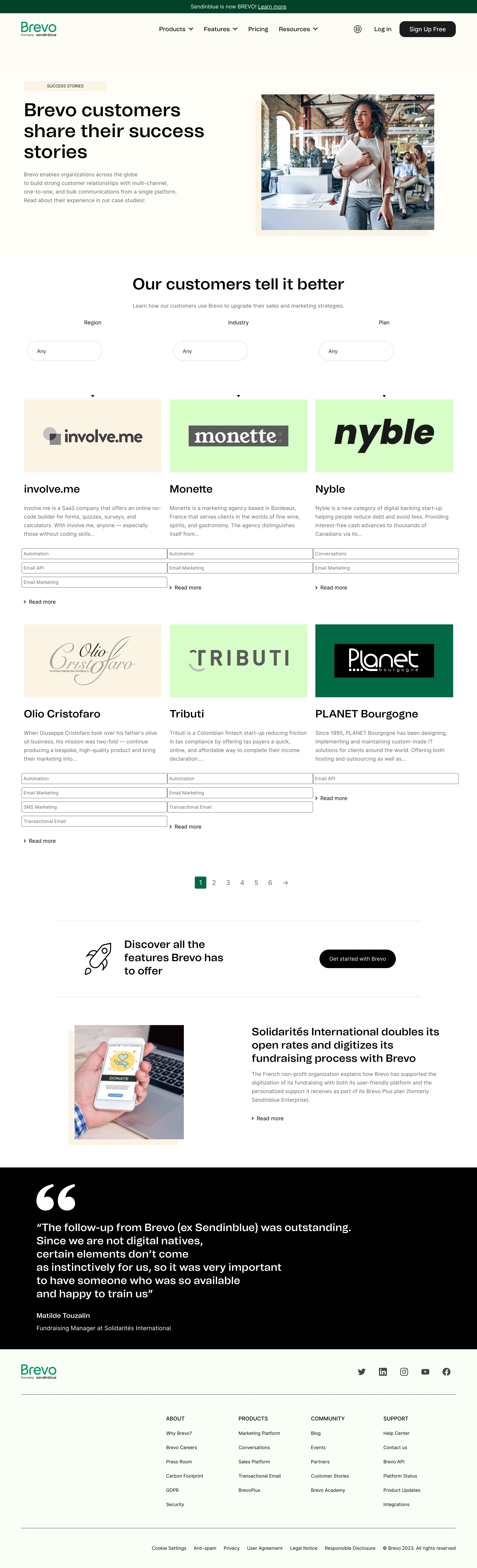 Brevo Customers Page