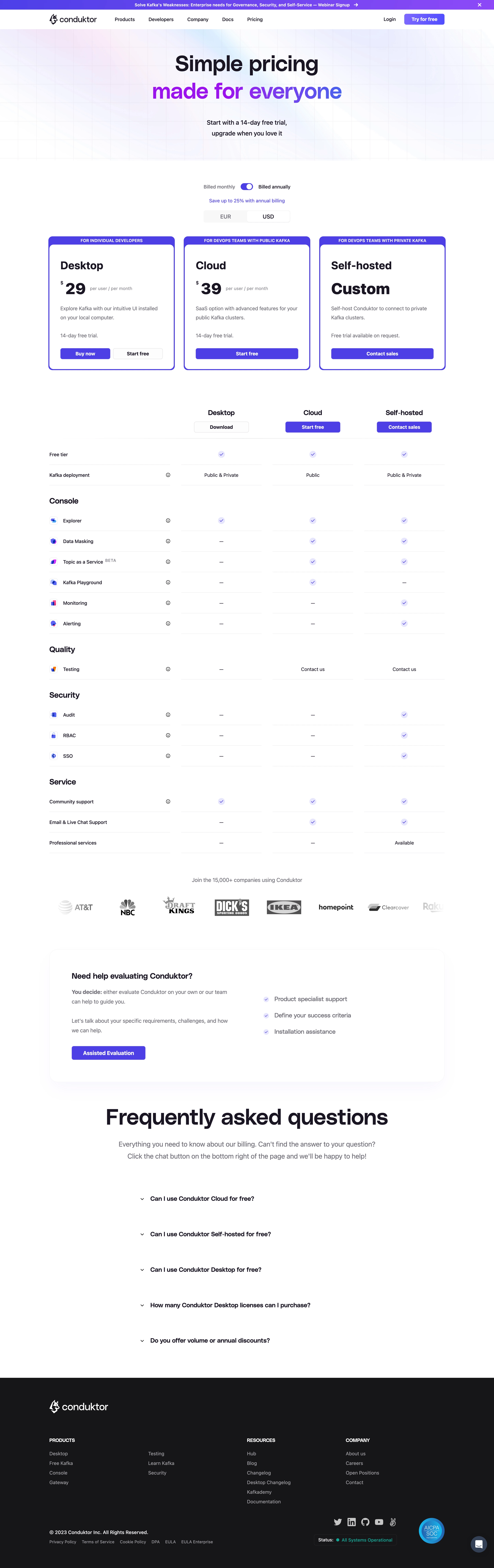 Conduktor Pricing Page