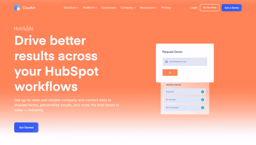 Clearbit Integrations Page