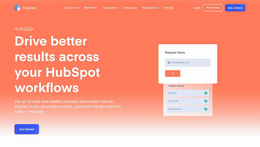 Clearbit Integrations Page