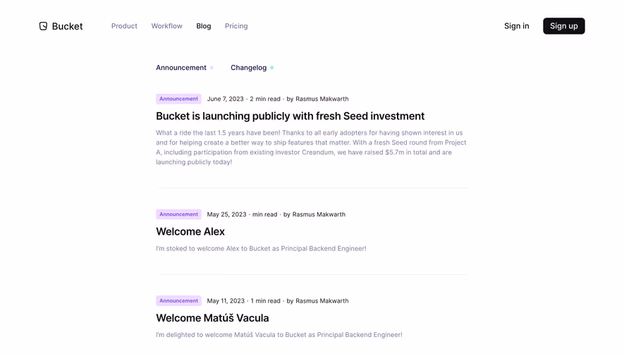Bucket Blog Feed