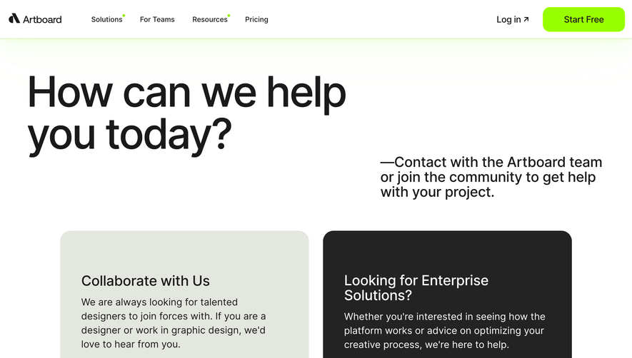 Artboard Studio Contact Page