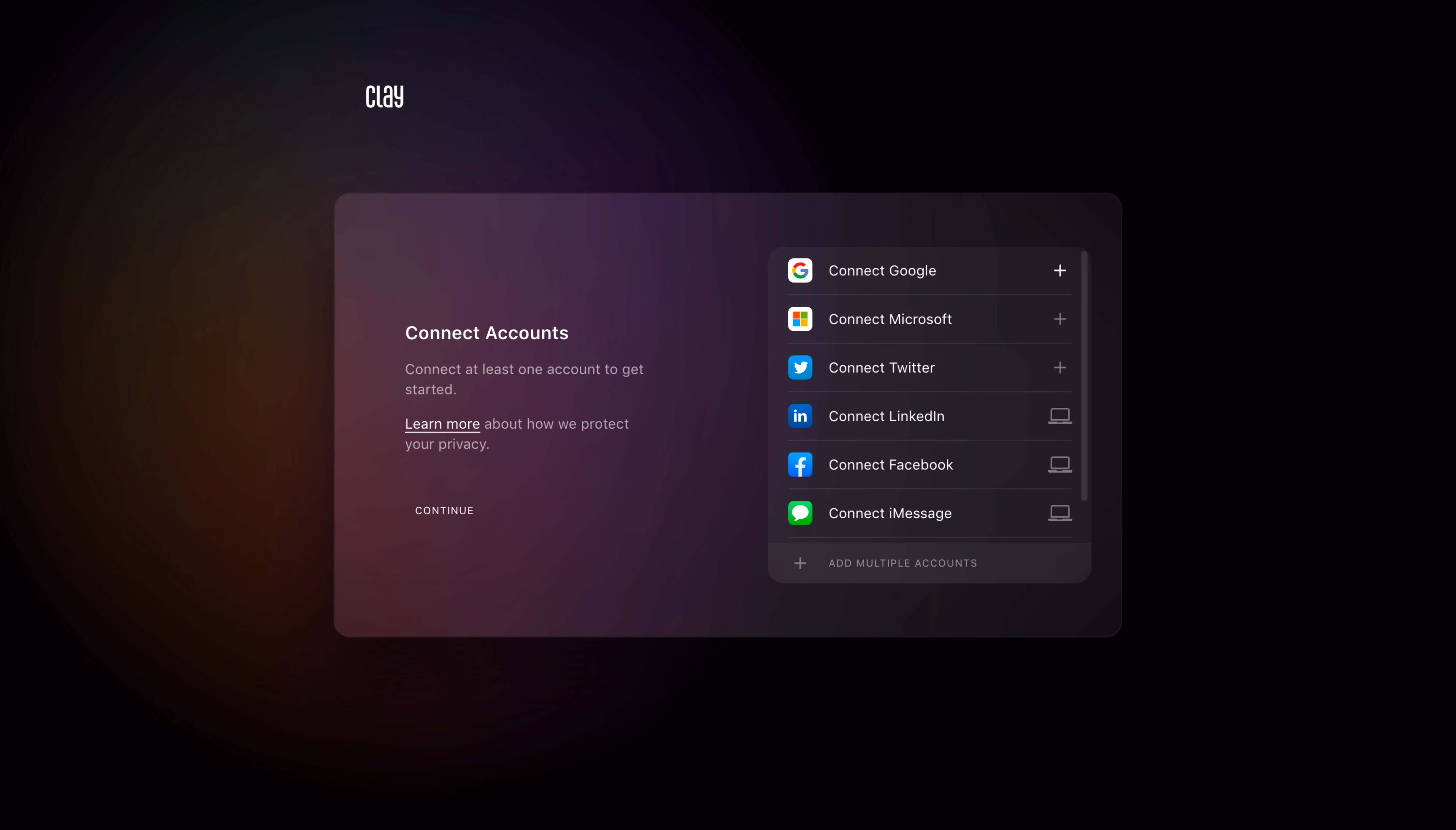 Clay Account Setup