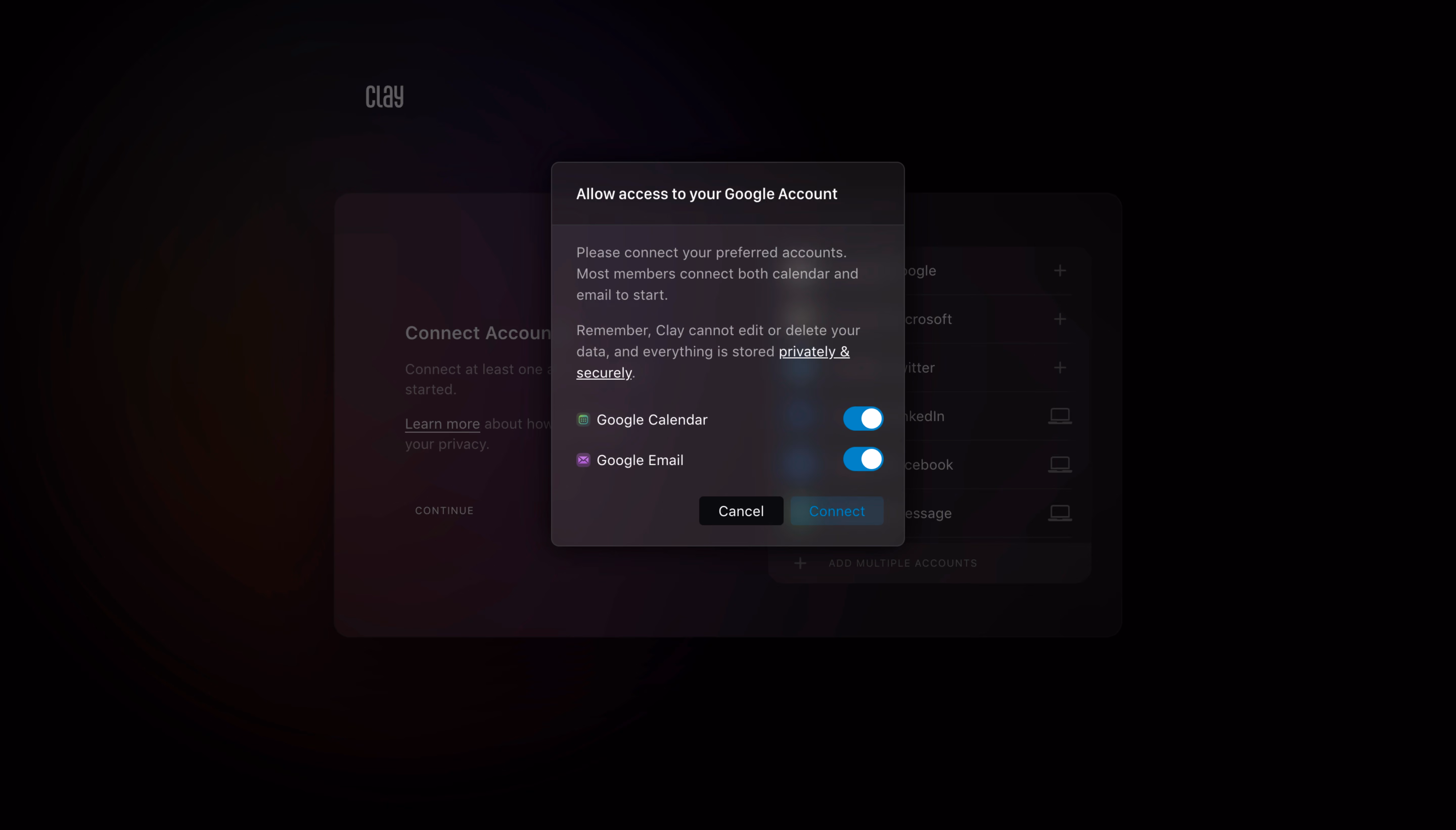 Clay Account Setup