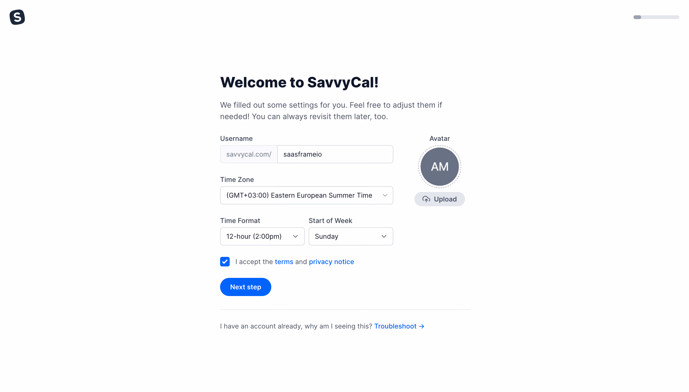 SavvyCal Account Setup