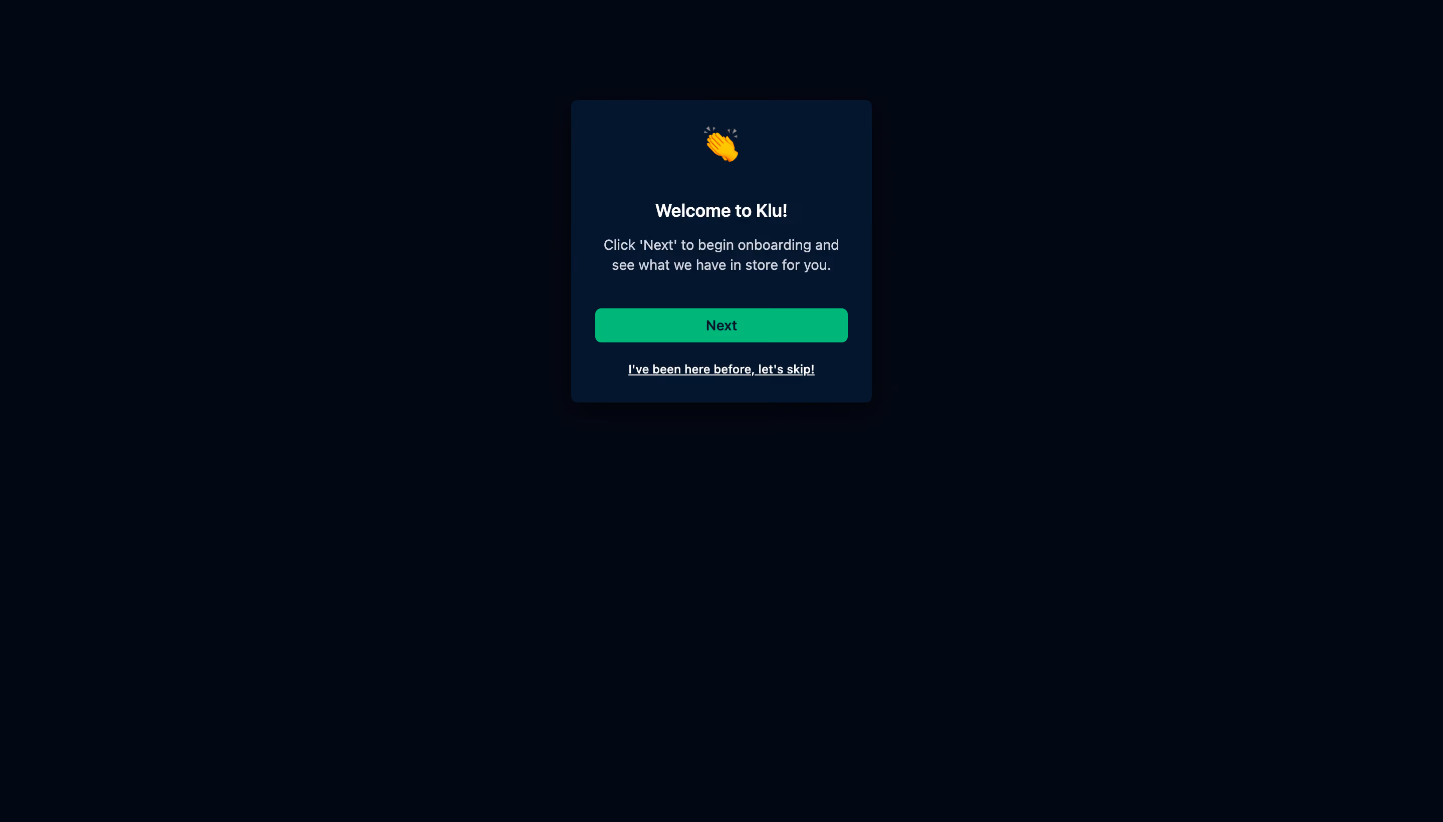 Klu User Onboarding