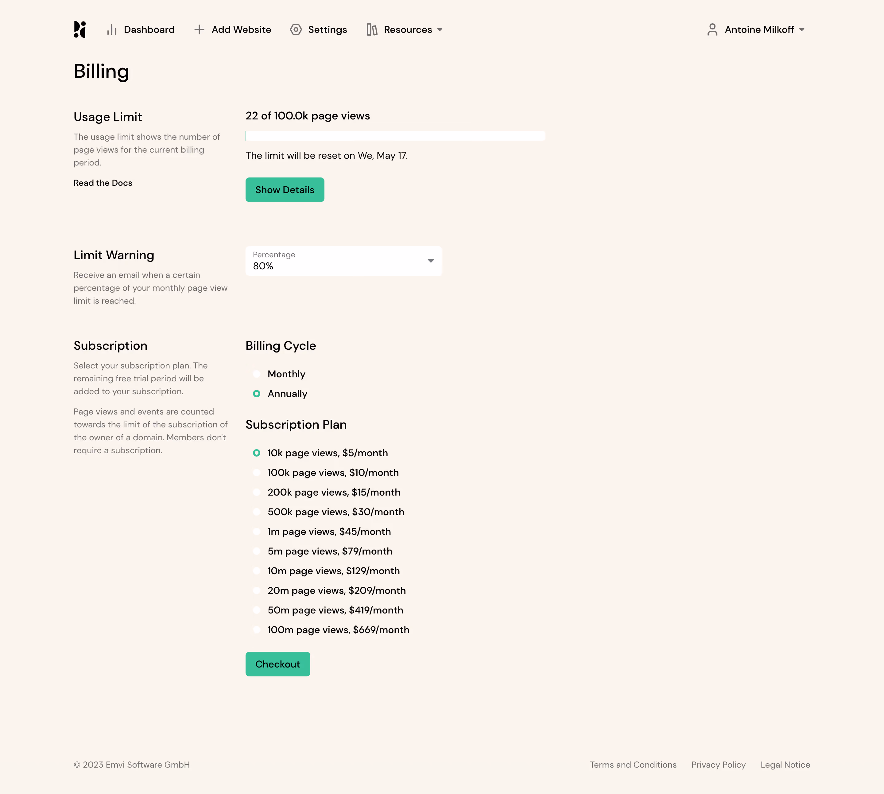 Pirsch Analytics Billing