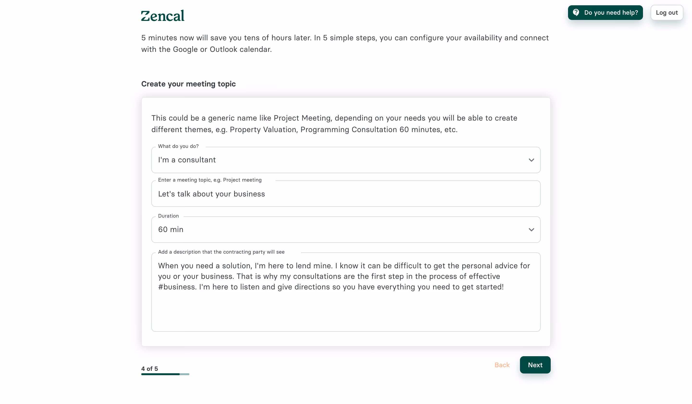 Zencal Account Setup