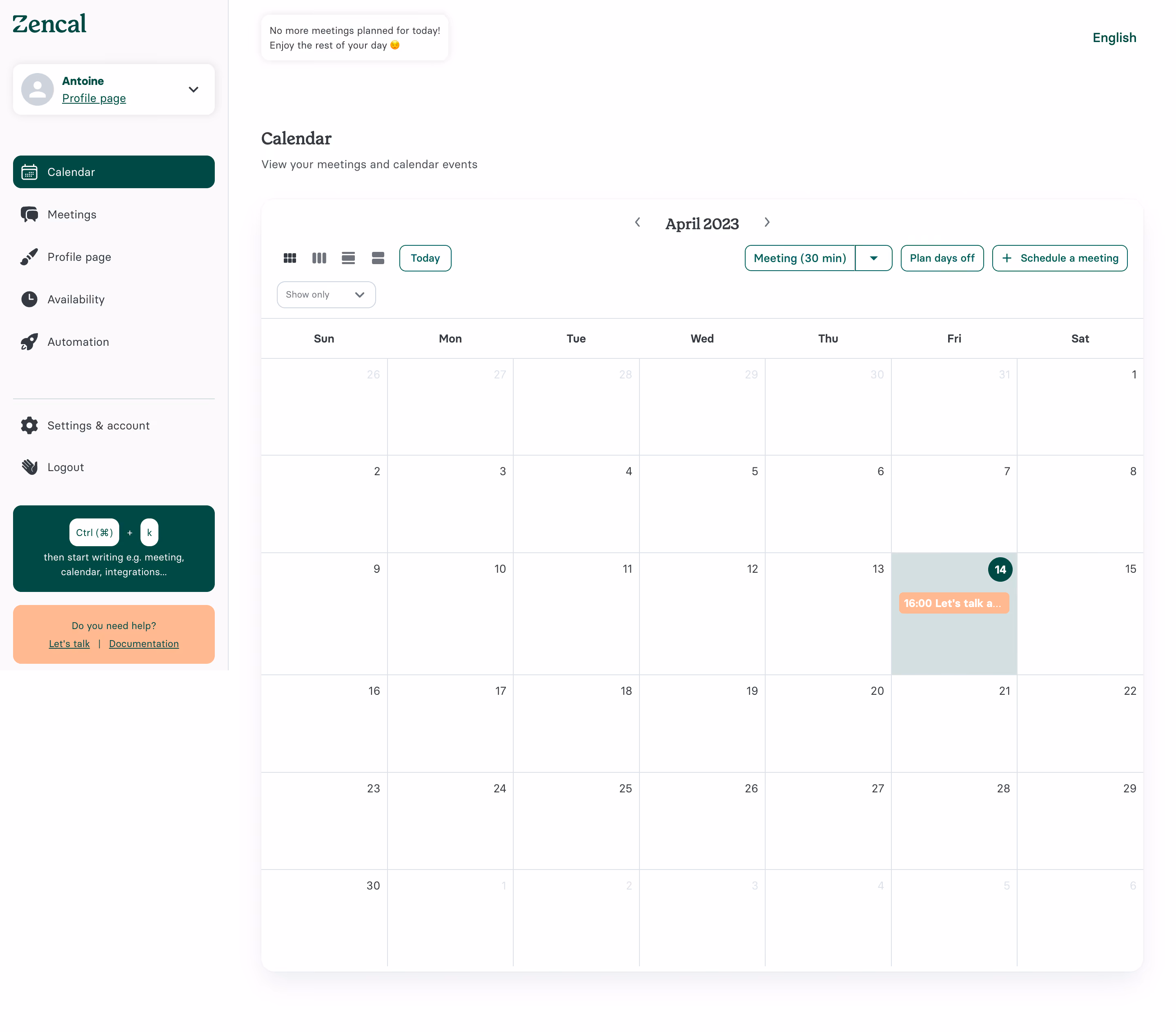 Zencal Calendar Dashboard