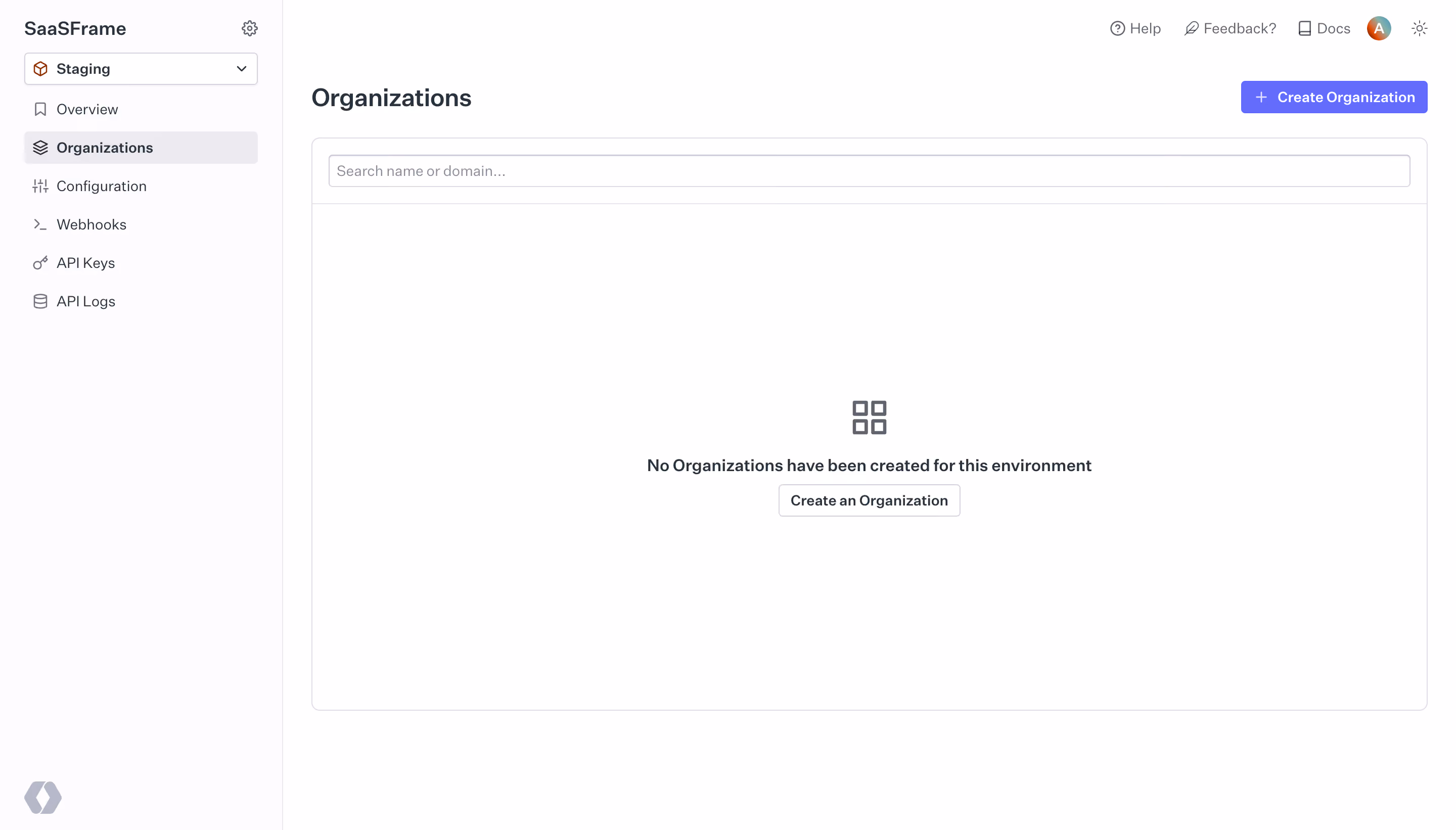 WorkOS Empty Organizations Dashboard