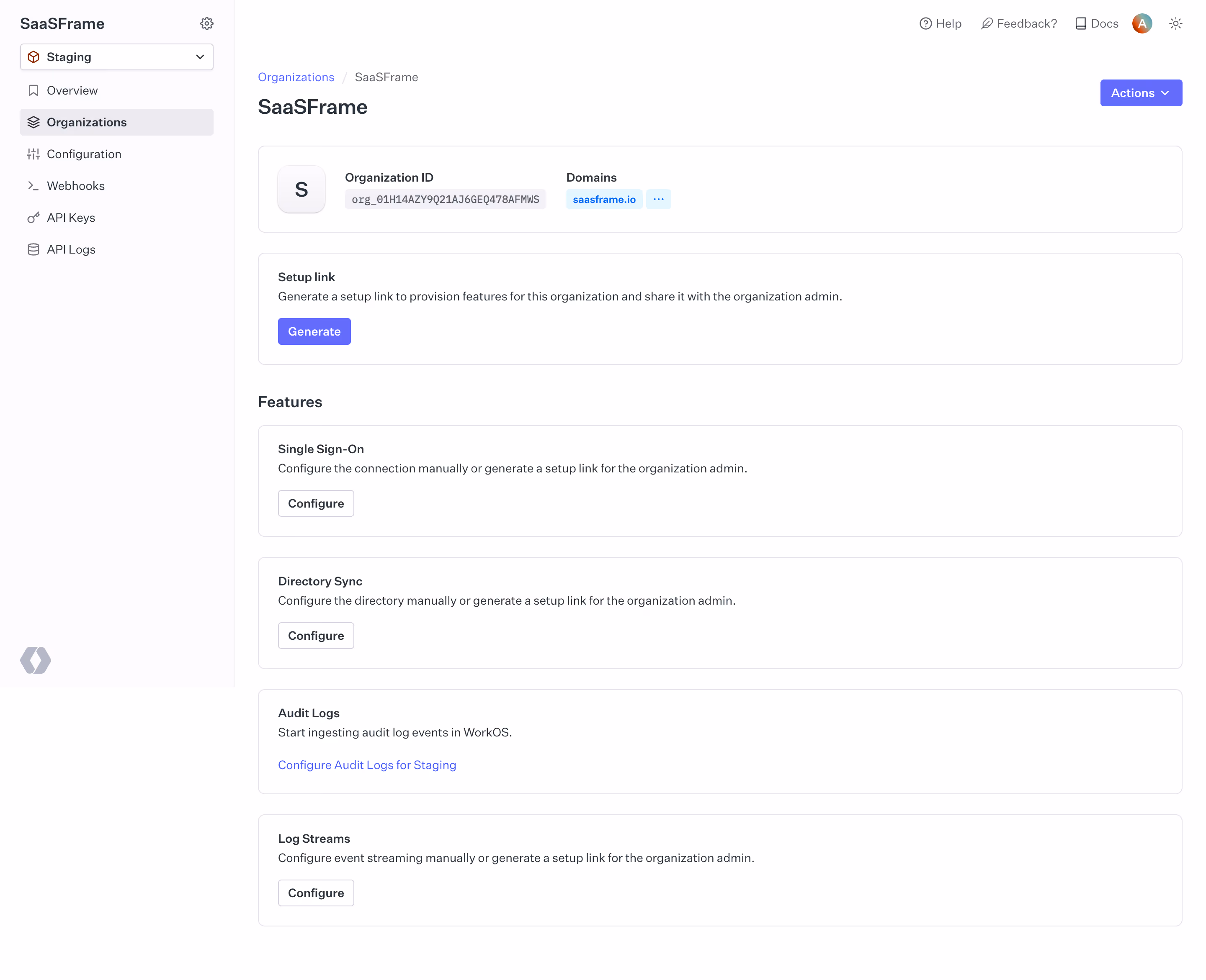 WorkOS Organization Setup