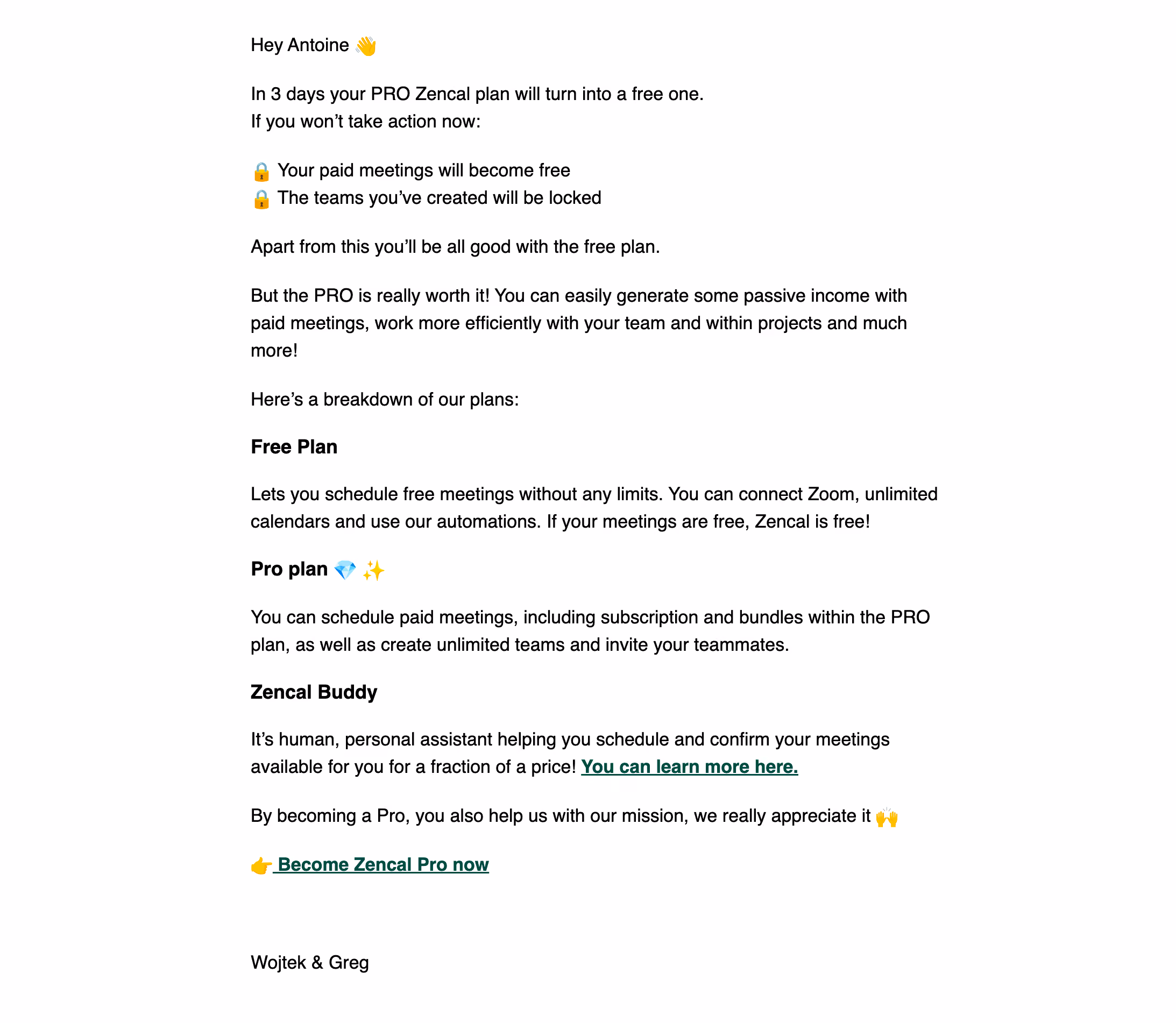 Zencal Free Trial Emails