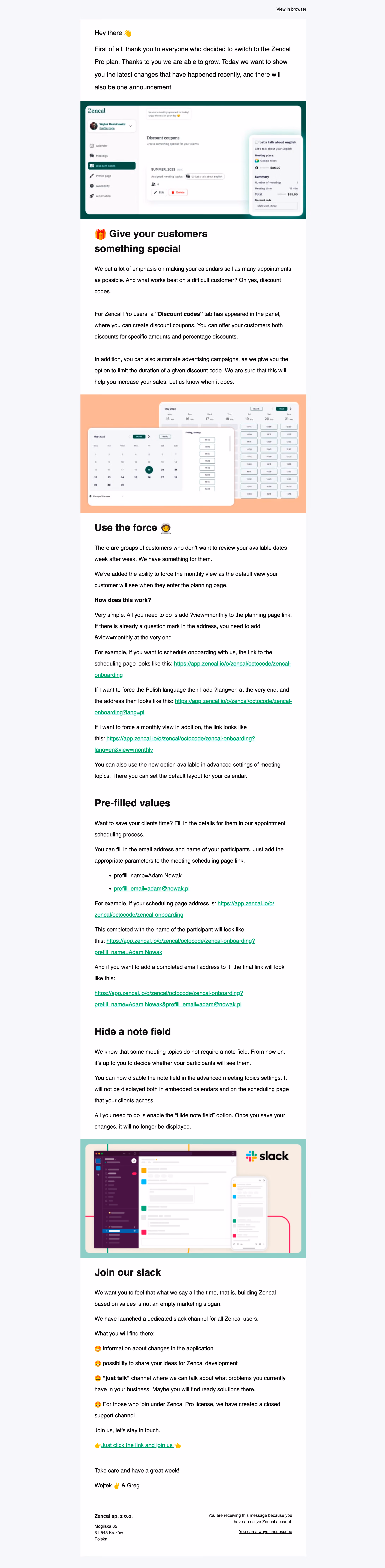 Zencal Newsletters