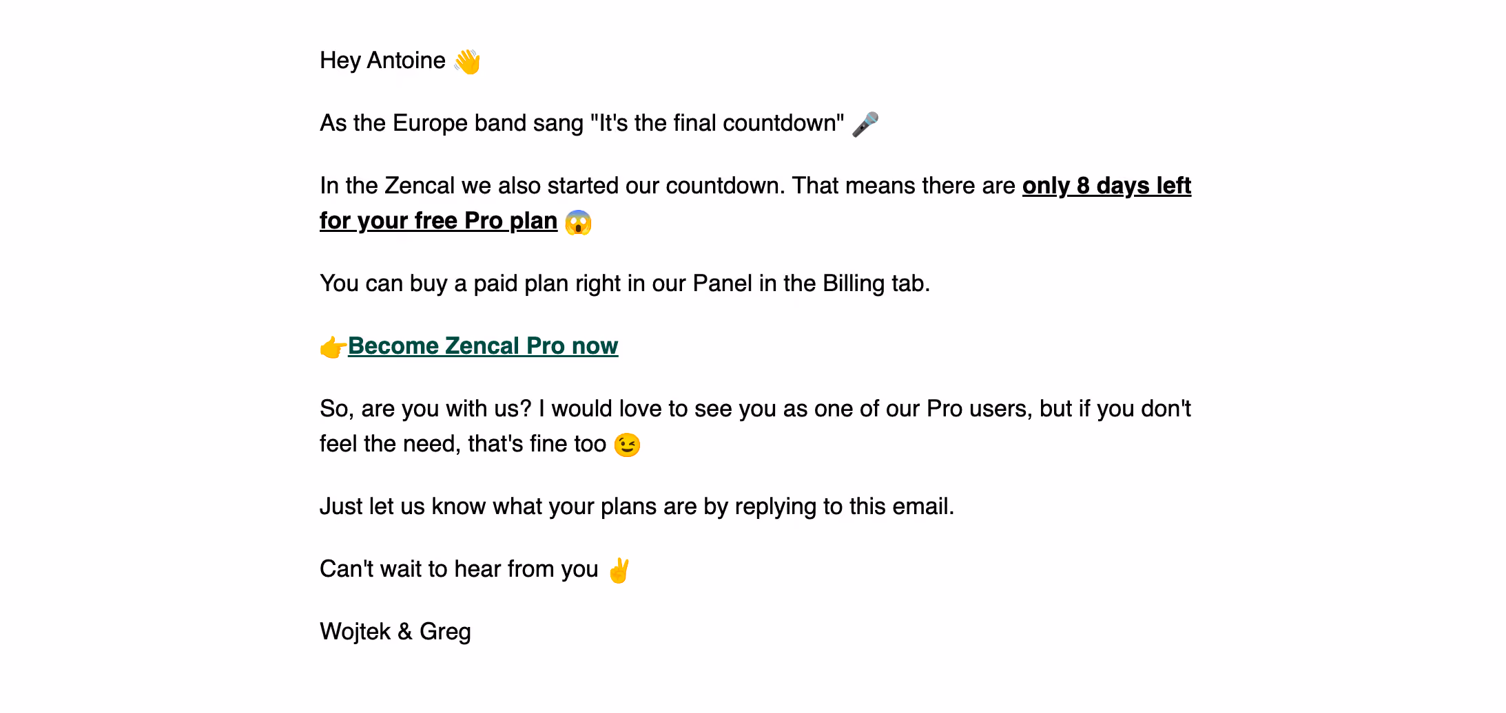Zencal Free Trial Emails