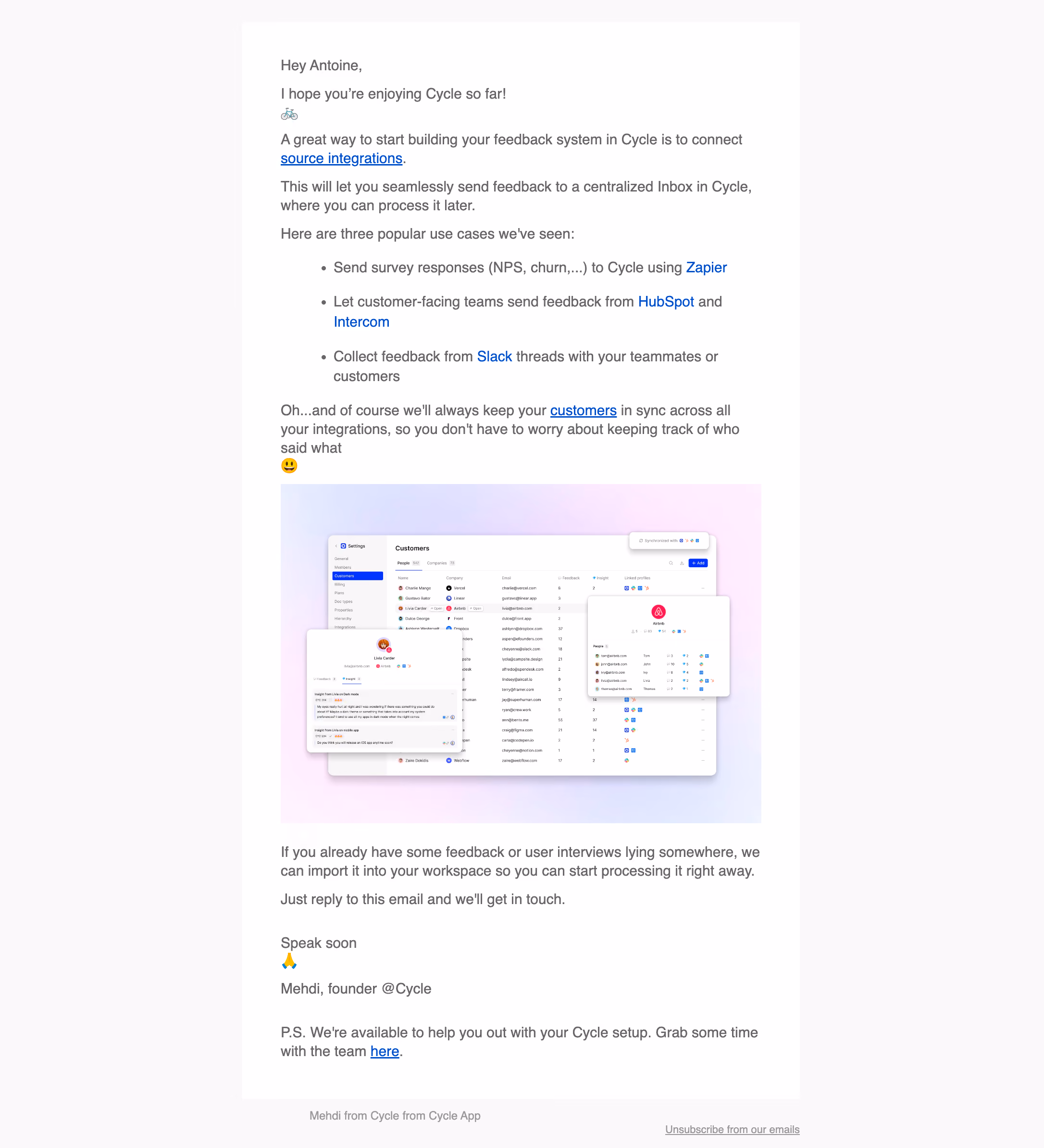 Cycle Onboarding Email