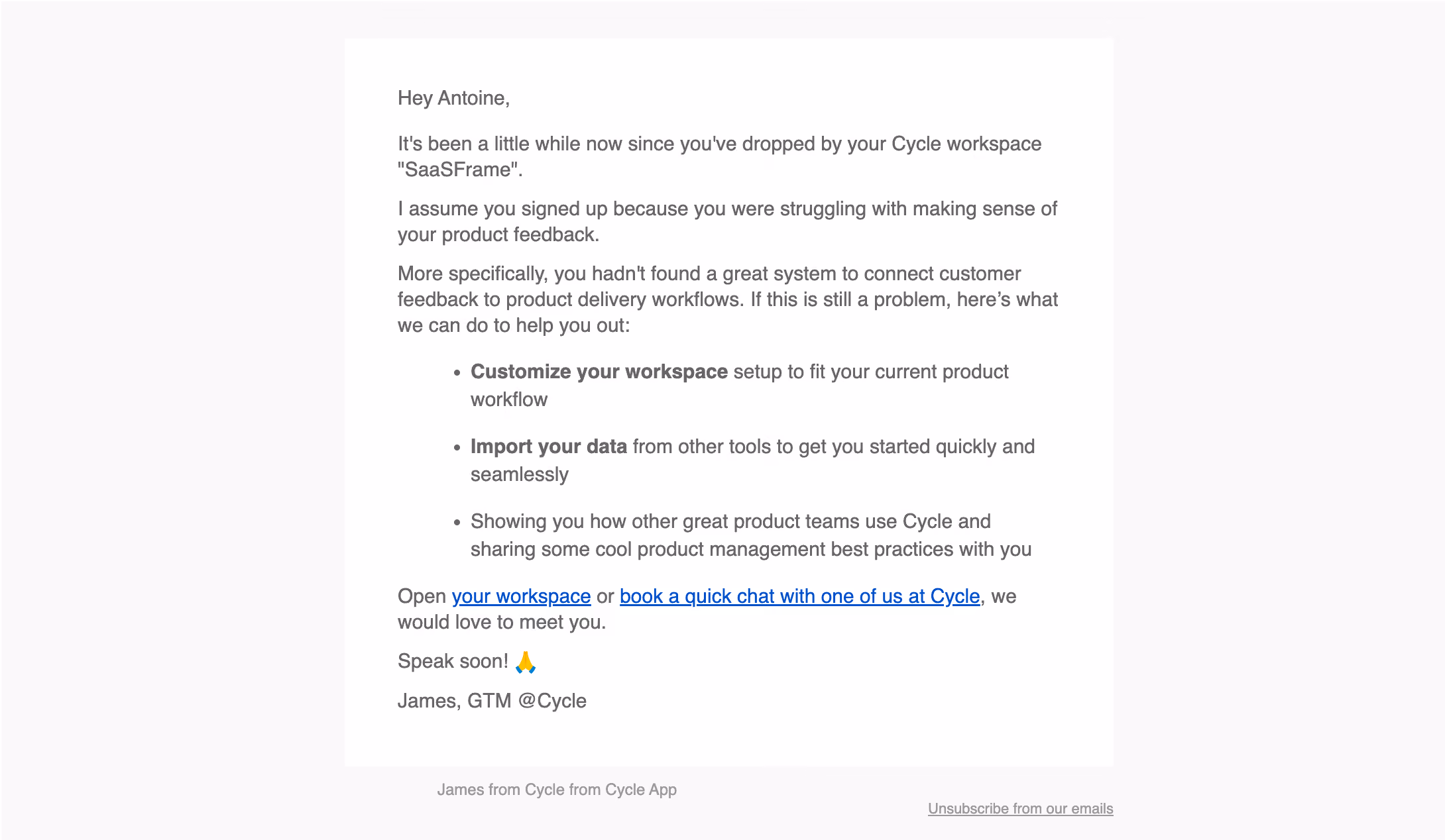 Cycle Retention Email
