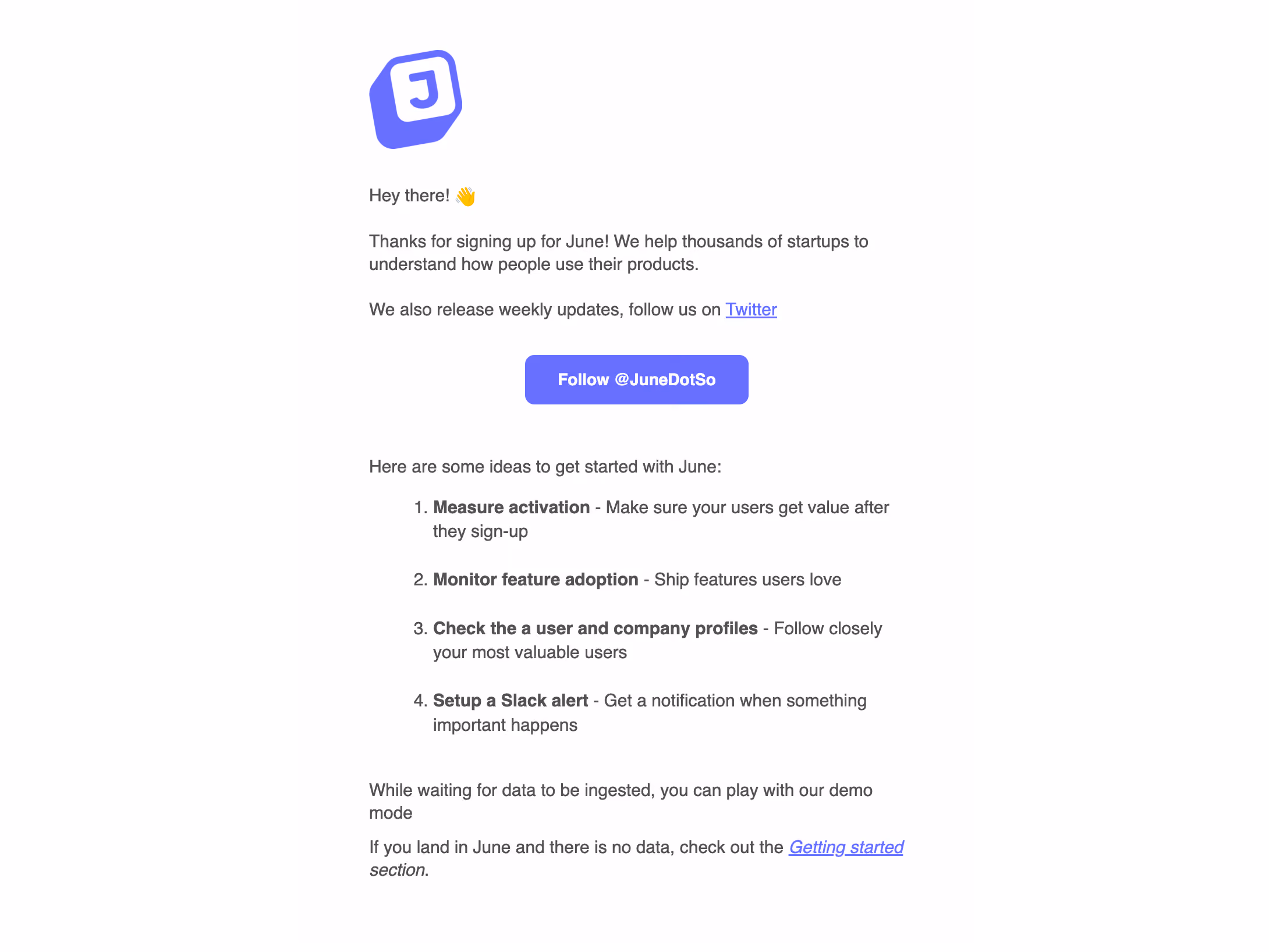 June Welcome Email