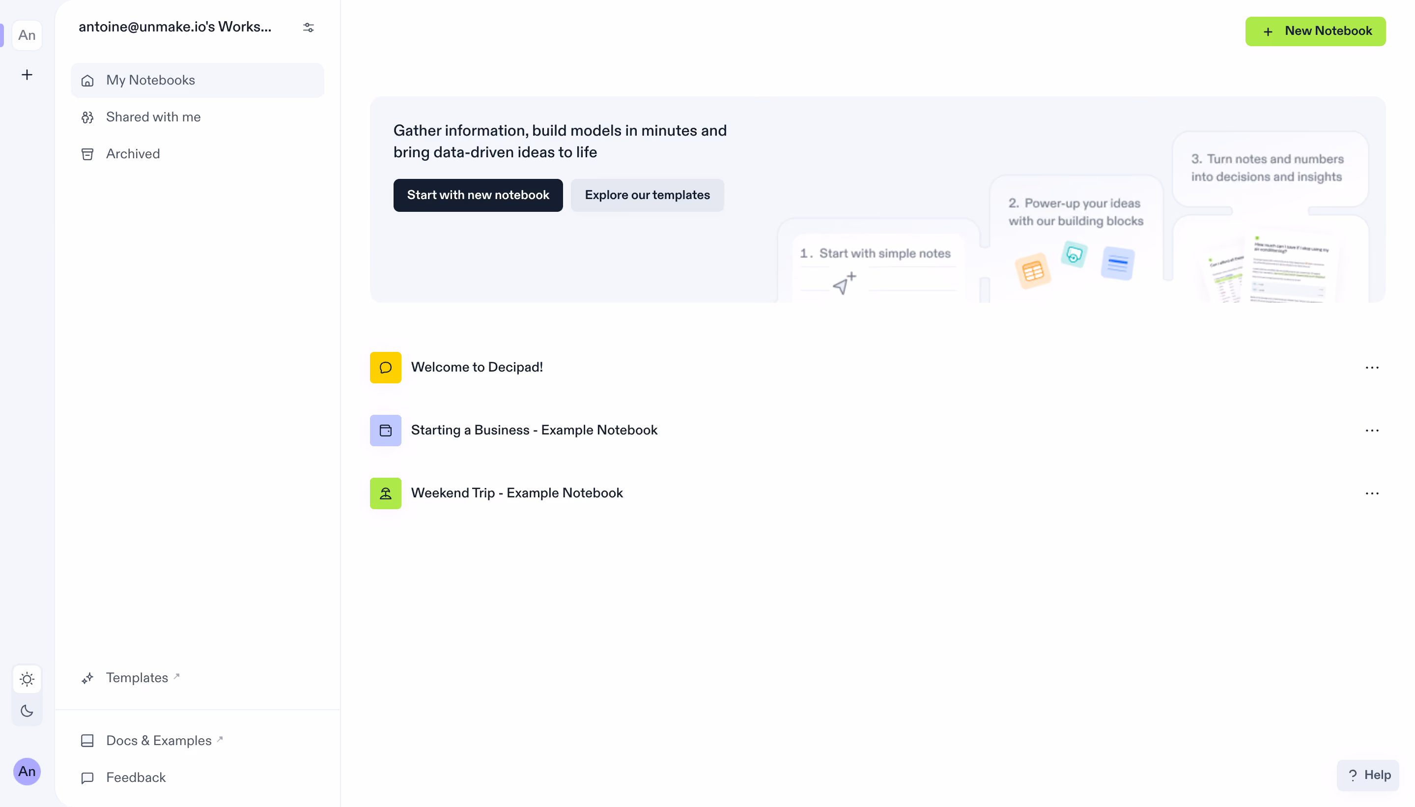 Decipad Dashboard
