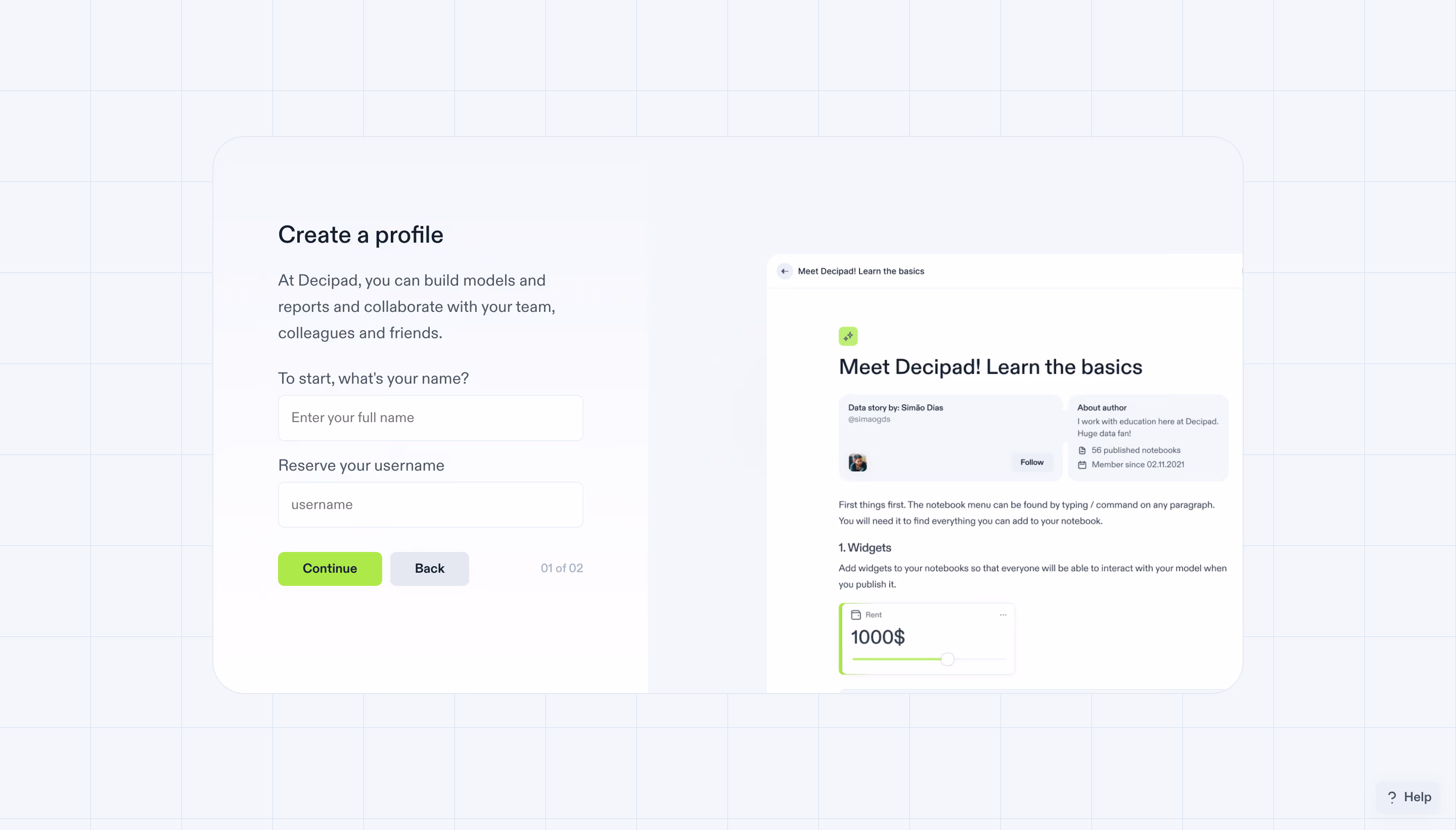 Decipad Account Setup