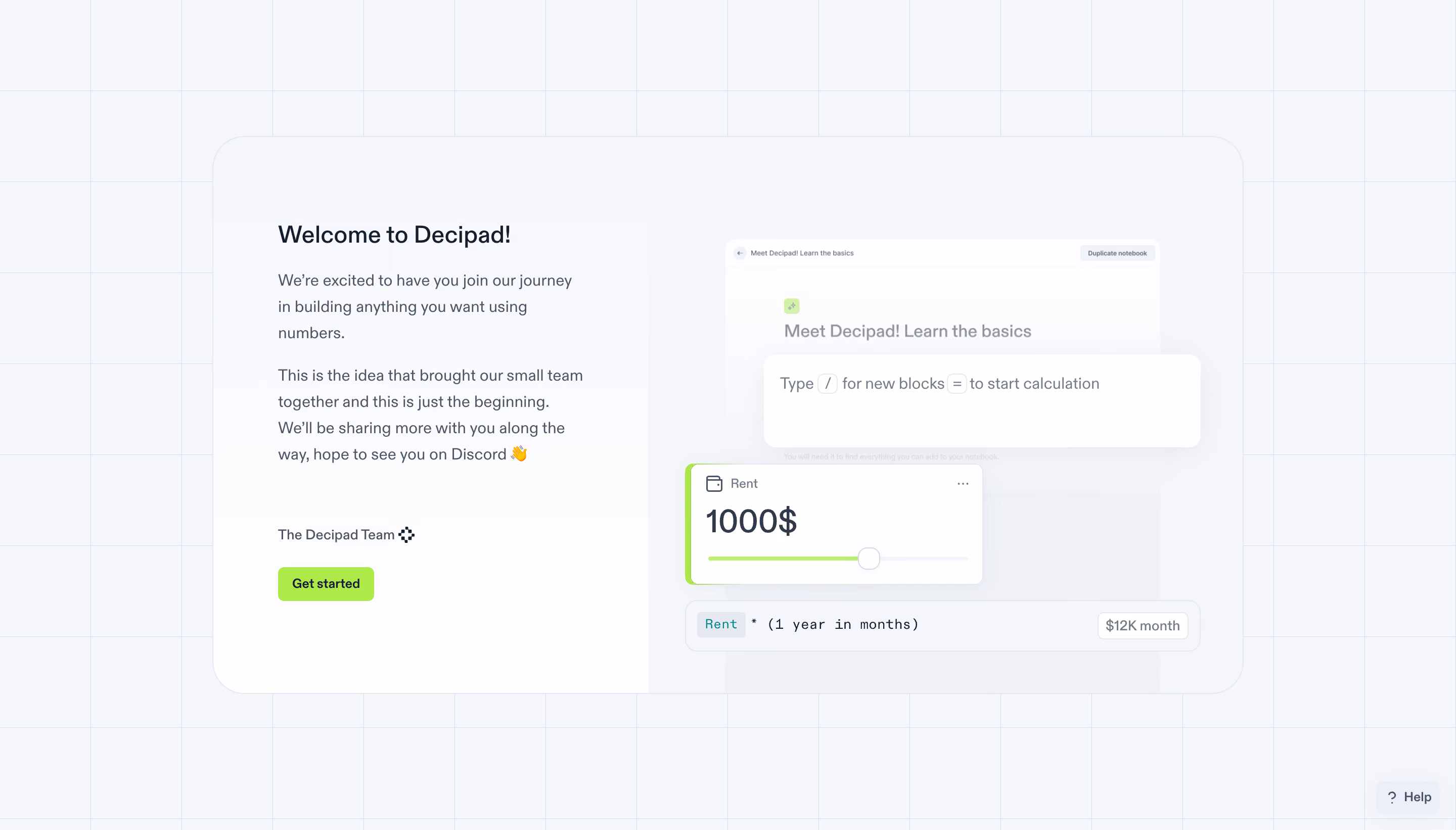 Decipad User Onboarding