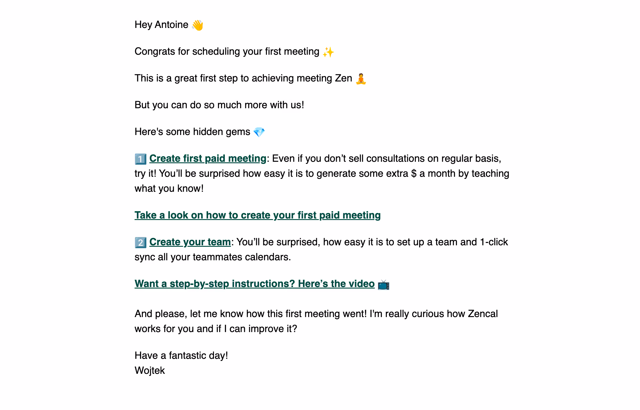 Zencal Onboarding Email