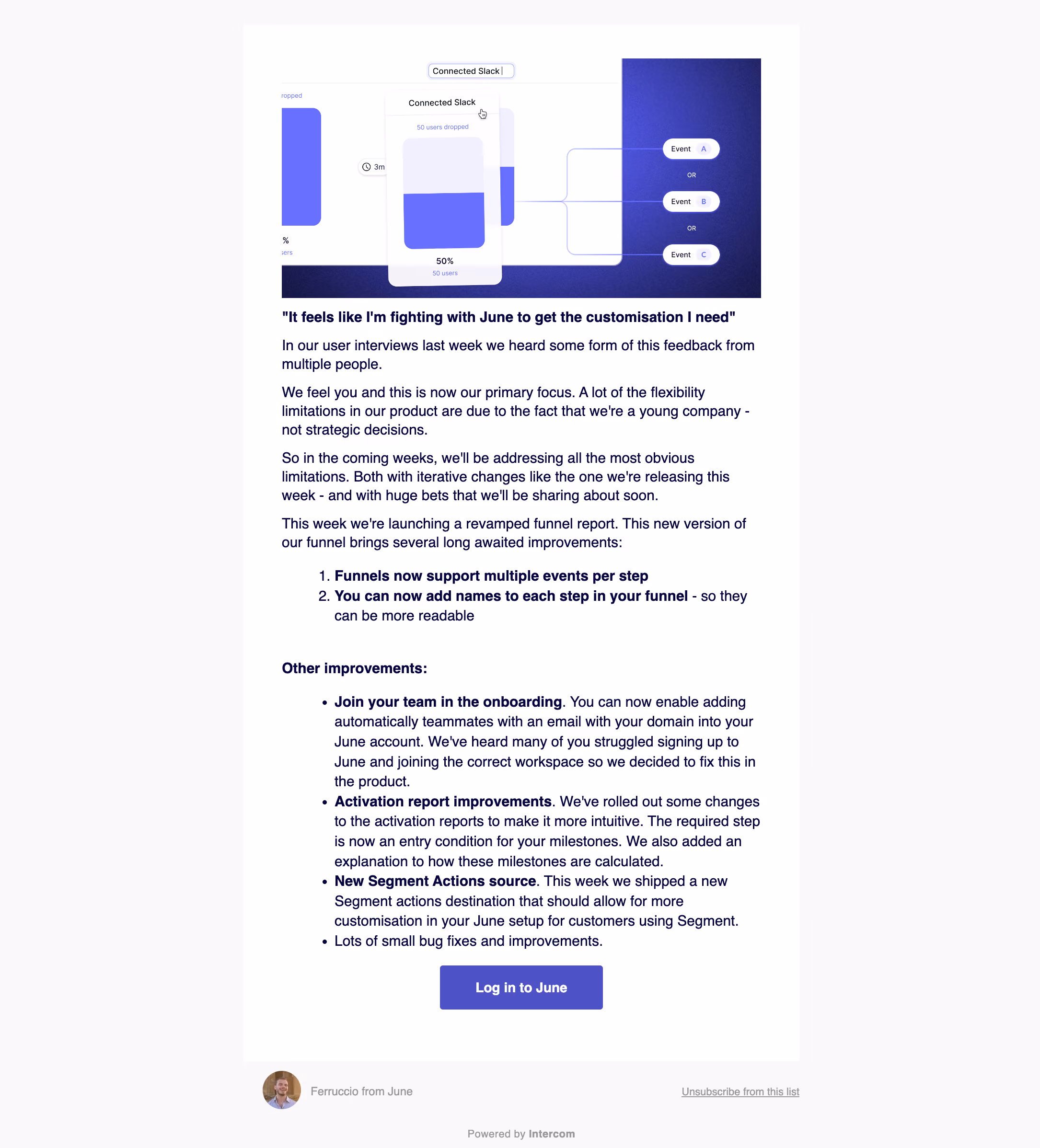 June Product Update Emails